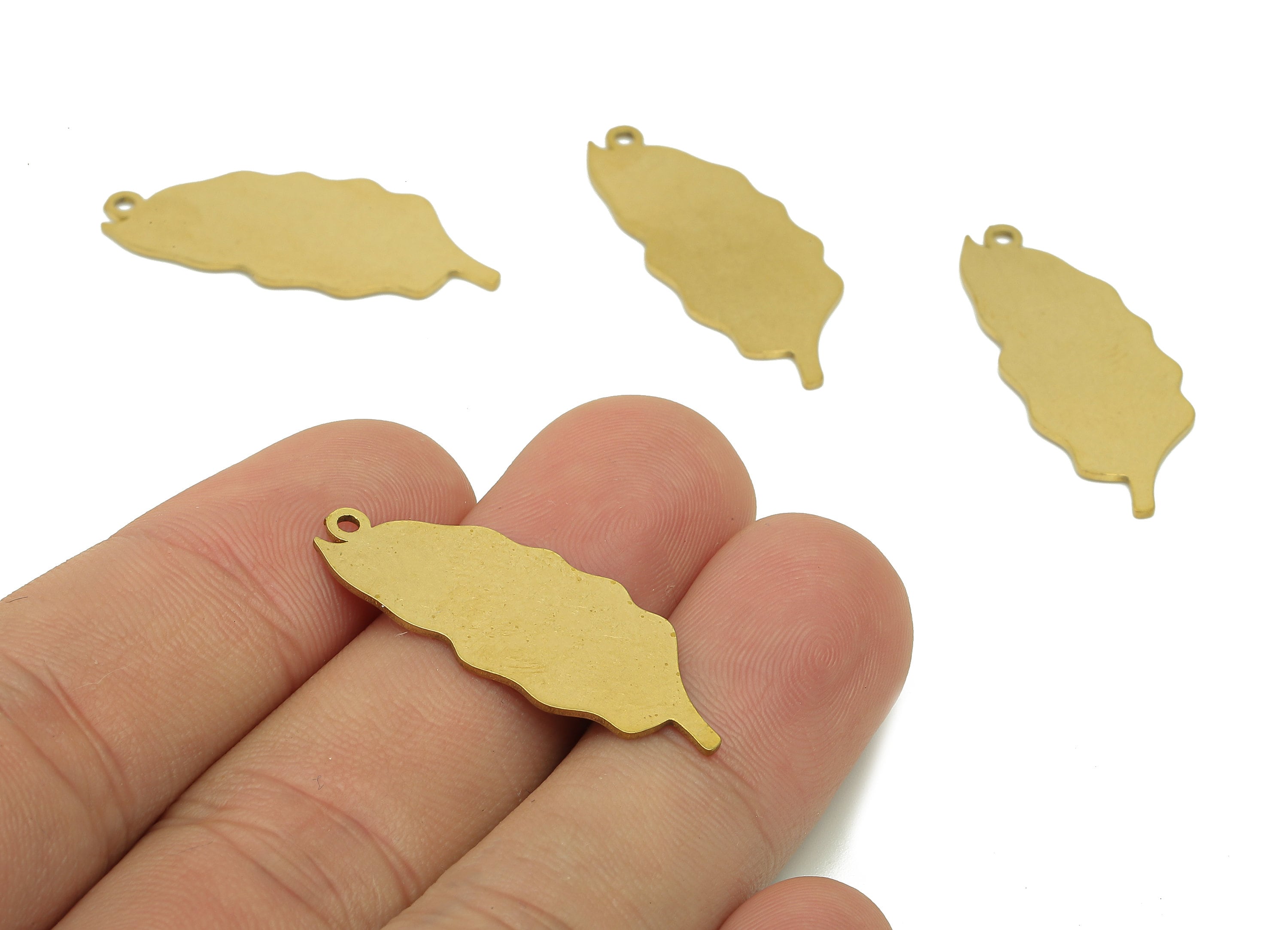 Brass Leaves Earring Charms - Raw Brass Leaf Earring - Stamping Blank Pendant With Loop - Charm For Necklace - 32.1x12.8x0.8mm - PPA5655 - DOMEDBAZAAR