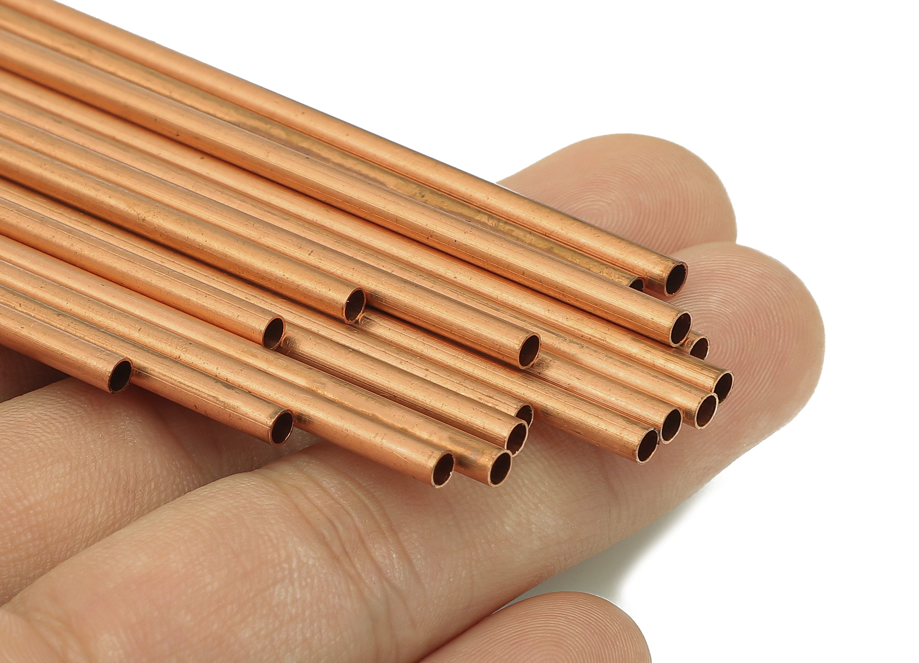 Copper Himmeli Tubes - Raw Copper Round Himmeli DIY Tube Beads - Circle Pipes for Geometric - For Air Plants - 3x0.2x325mm - PP8146-325 - DOMEDBAZAAR