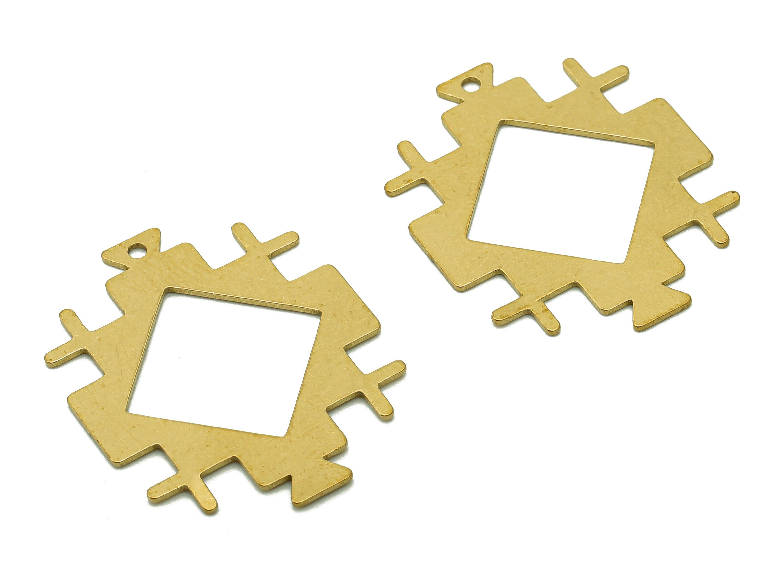 Brass Square Earring Charms - Raw Brass Diamond Earring - Rhombus Pendant With Loop - Charm For Necklace - 29.9x24.4x0.6mm - PPA6185 - DOMEDBAZAAR