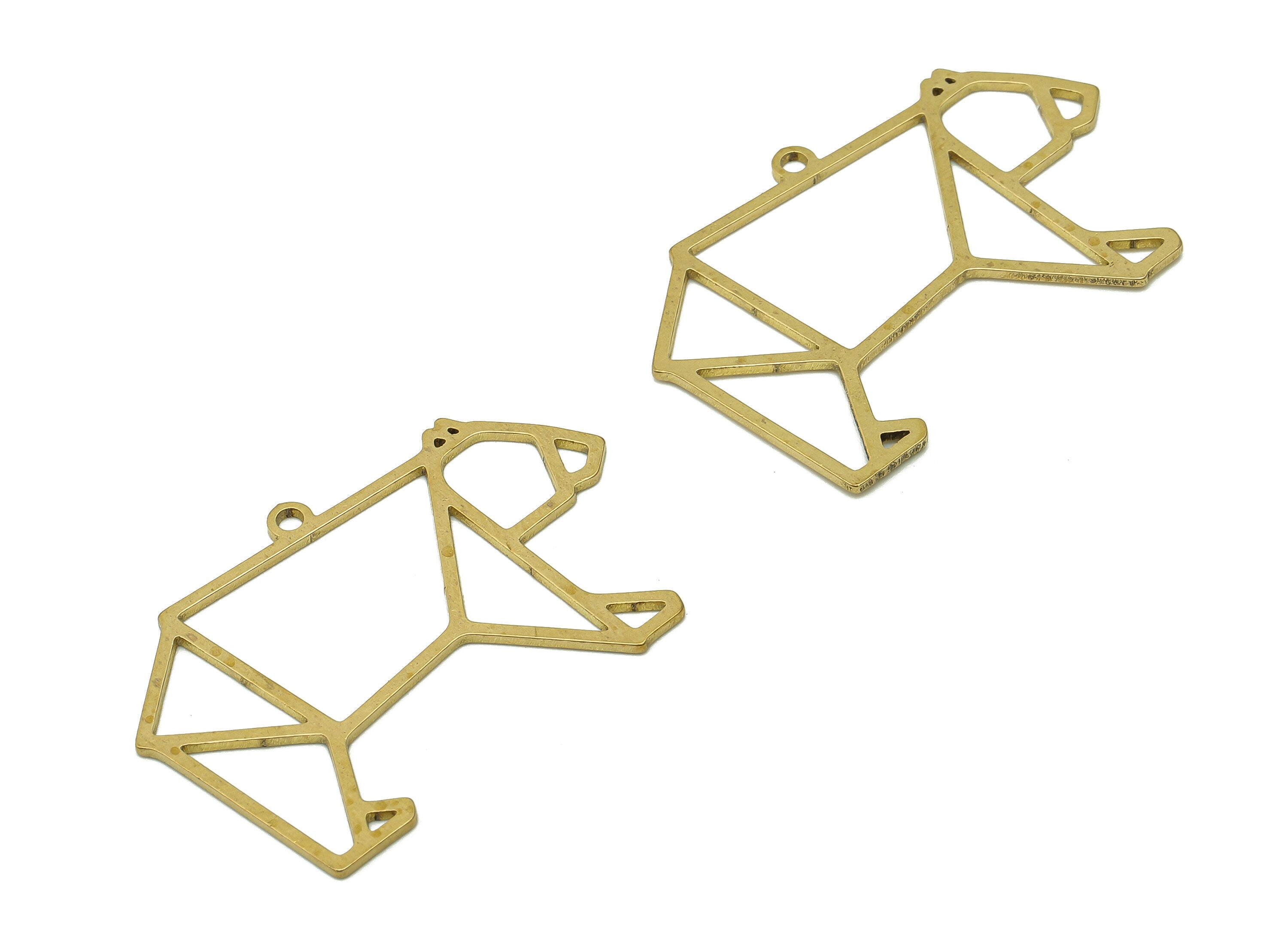 Brass Polar Bear Earring Charm - Raw Brass Geometry Earring - Bear Pendant With Loop - Animal Charm For Necklace - 33.9x23.4x0.7mm - PPA6486 - DOMEDBAZAAR