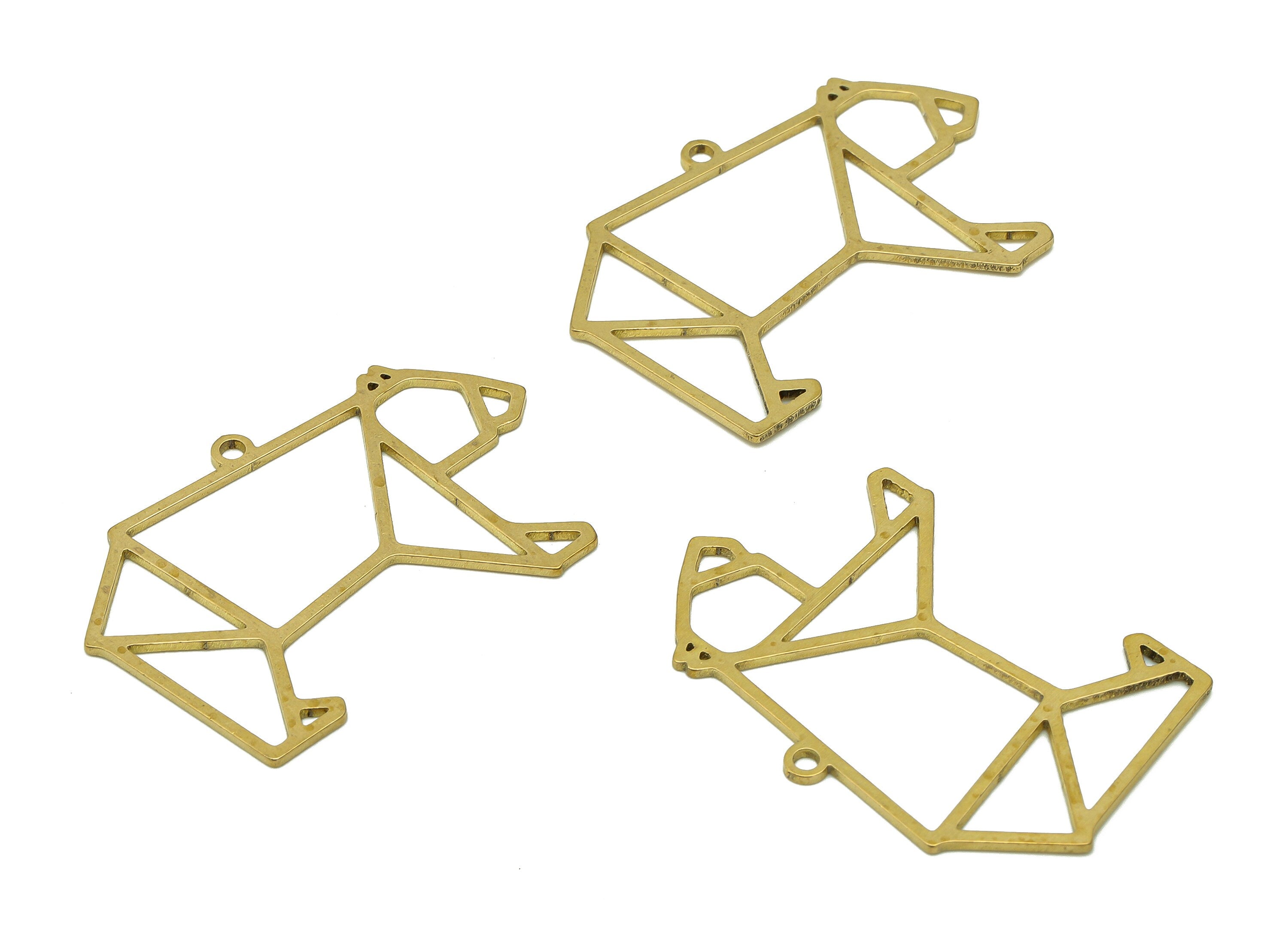 Brass Polar Bear Earring Charm - Raw Brass Geometry Earring - Bear Pendant With Loop - Animal Charm For Necklace - 33.9x23.4x0.7mm - PPA6486 - DOMEDBAZAAR