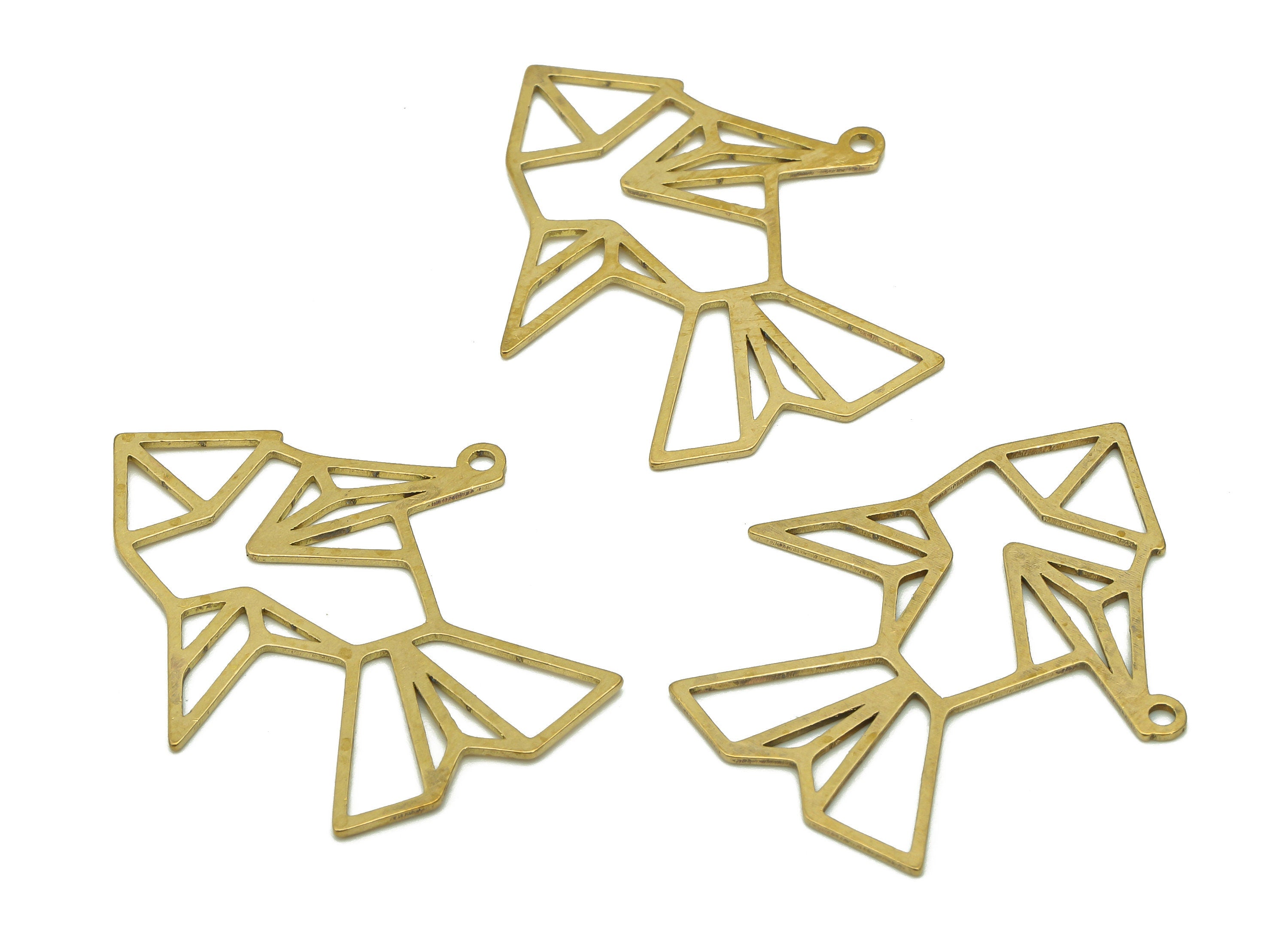 Brass Fish Earring Charm - Raw Brass Geometry Earring - Fish Hollow Pendant With Loop - Animal Charm For Necklace - 33.5x28.1x0.7mm -PPA6490 - DOMEDBAZAAR