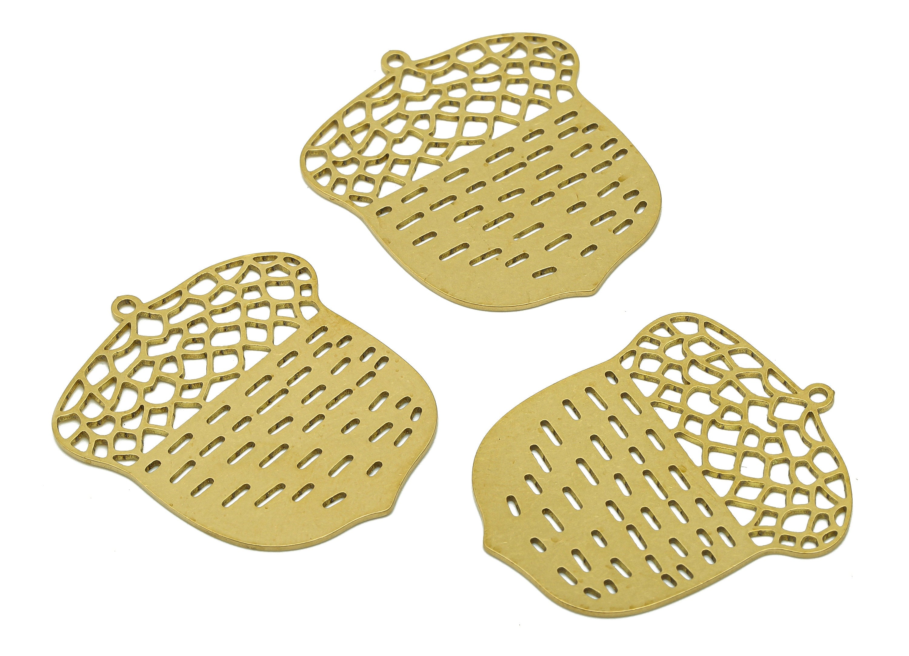 Brass Acorn Earring Charm - Raw Brass Mast Earring - Nutgall Hollow Pendant With Loop - Charm For Necklace - 35x29.3x0.6mm - PPA6499 - DOMEDBAZAAR