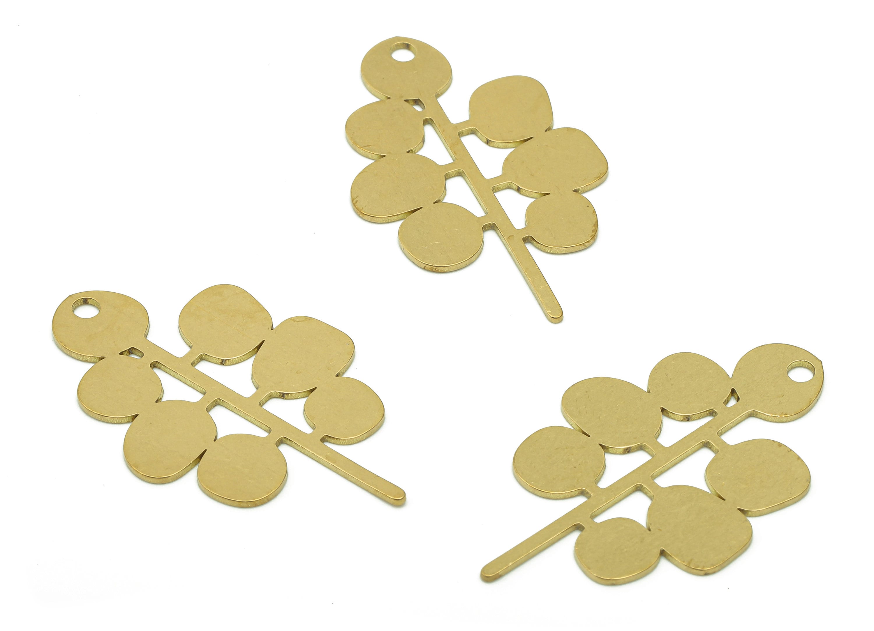 Brass Grapes Earring Charms - Raw Brass Round Earring - Circle Grapes Pendant - Botanical Charm For Necklace - 33.8x20.3x0.7mm - PPA6529 - DOMEDBAZAAR