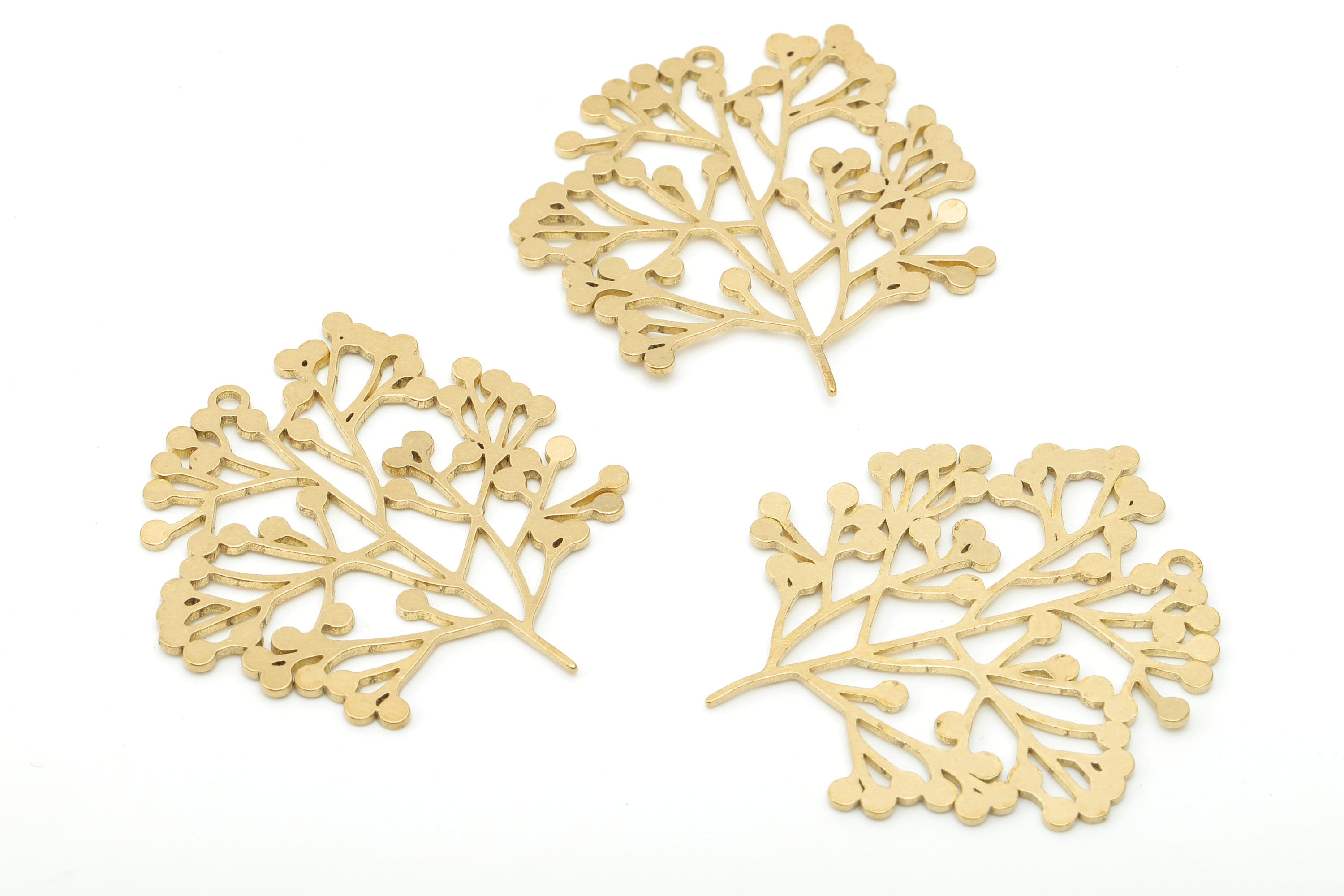 Brass Life Tree Earring Charm - Raw Brass Tree Cutout Earring - Pendant With Loop - Botanical Charm For Necklace - 35.7x34.1x0.7mm - PPA6530 - DOMEDBAZAAR