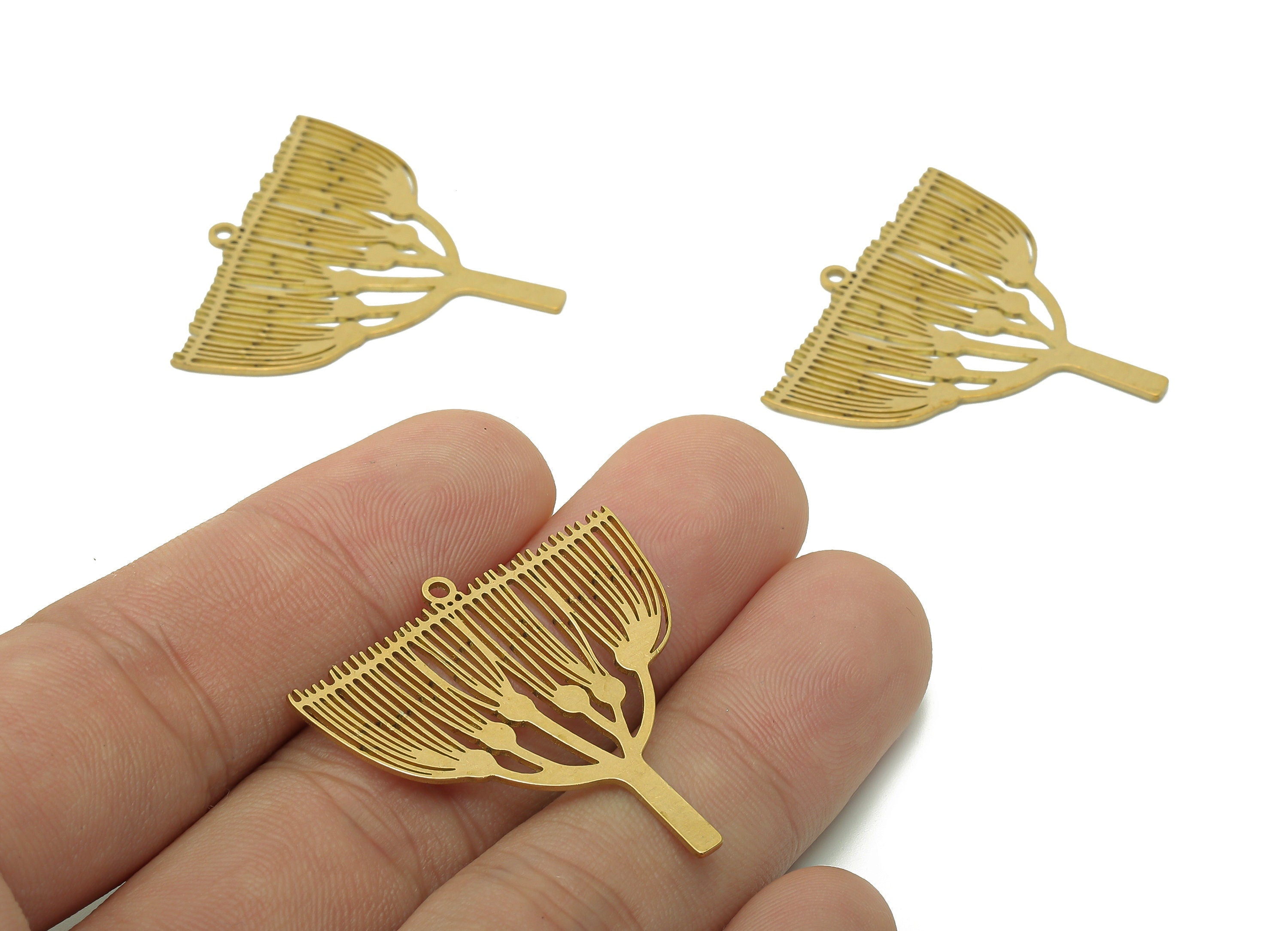 Brass Tree Earring Charm - Raw Brass Flower Cutout Earring - Pendant With Loop - Botanical Charm For Necklace - 33.5x33.7x0.6mm - PPA6540 - DOMEDBAZAAR