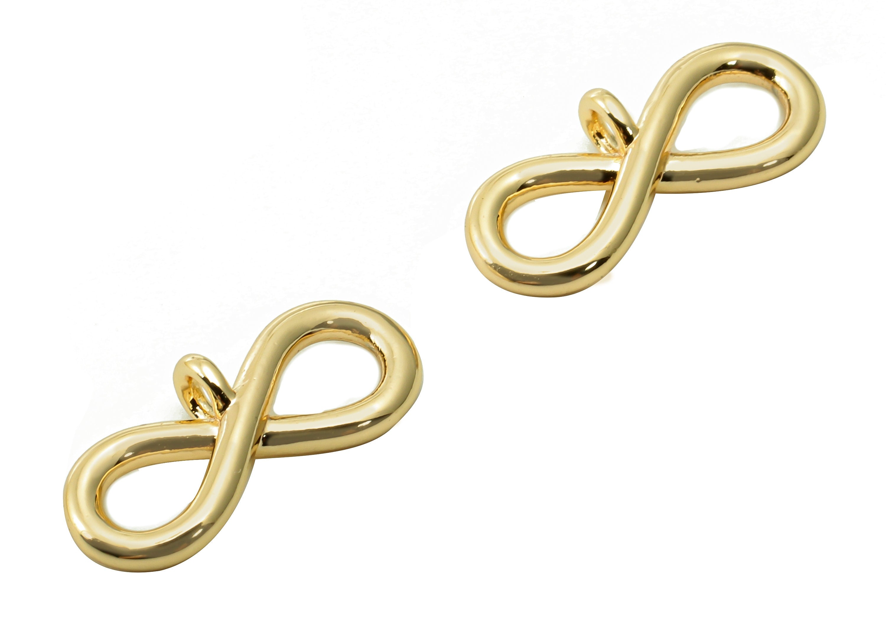 Brass Knot Earring Charm - Gold Figure 8 Earring - Infinity Pendant With Loop - 18K Real Gold Plated Brass - 14.1x6.3x1.5mm - RGP5362 - DOMEDBAZAAR