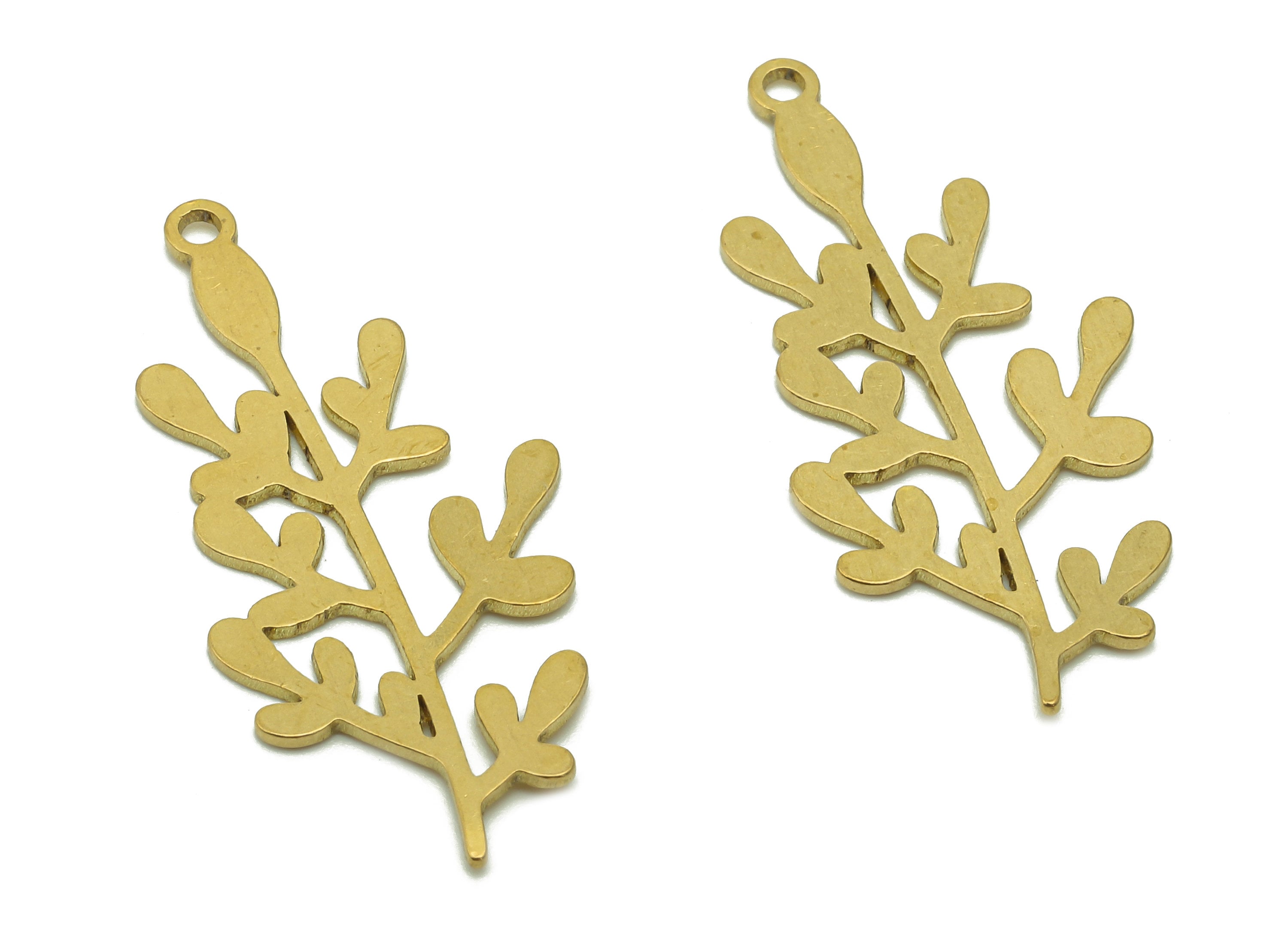 Brass Tree Earring Charm - Raw Brass Tree Cutout Earring - Pendant With Loop - Botanical Charm For Necklace - 33.8x13.9x0.6mm - PPA6597 - DOMEDBAZAAR