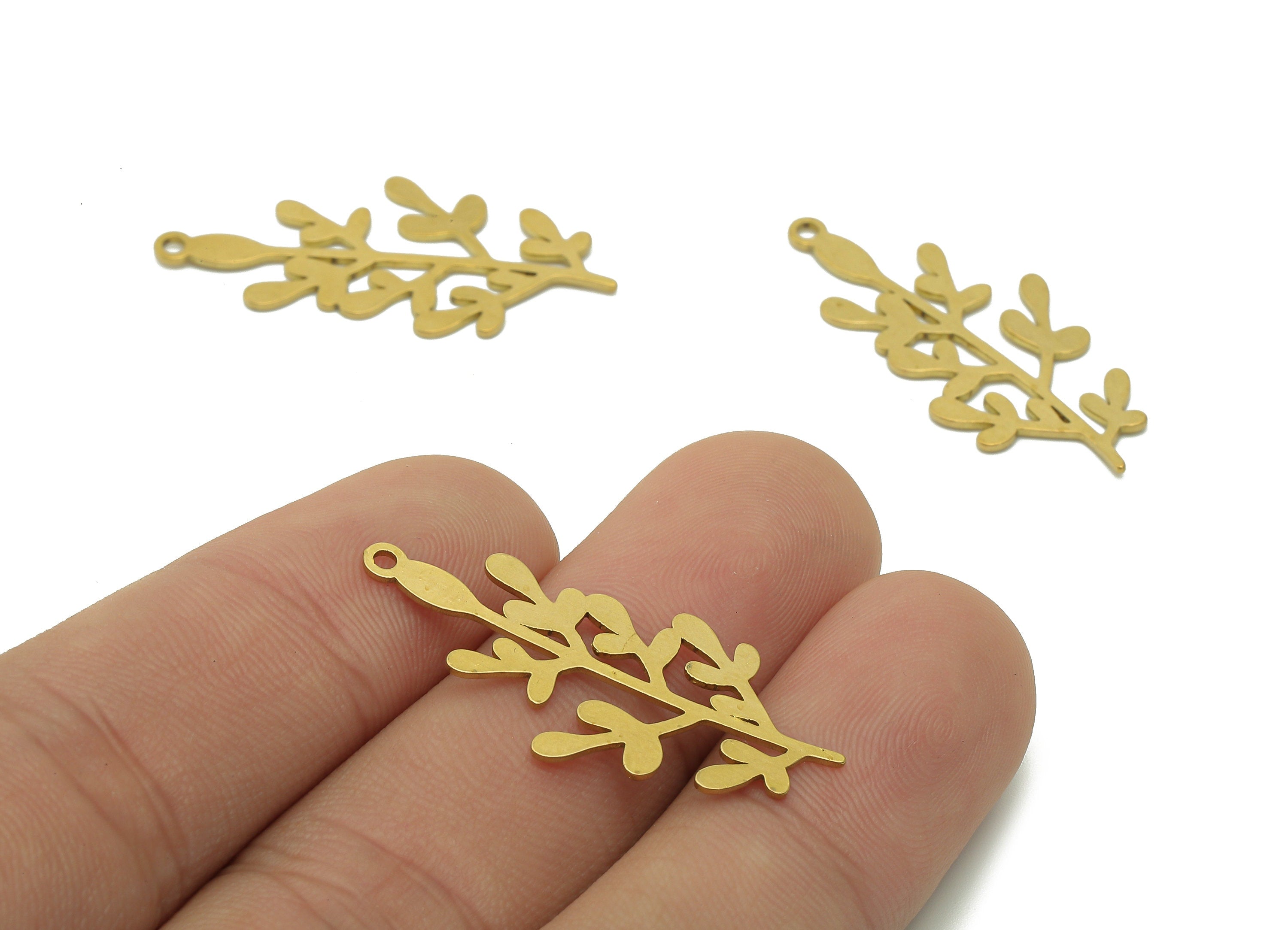 Brass Tree Earring Charm - Raw Brass Tree Cutout Earring - Pendant With Loop - Botanical Charm For Necklace - 33.8x13.9x0.6mm - PPA6597 - DOMEDBAZAAR