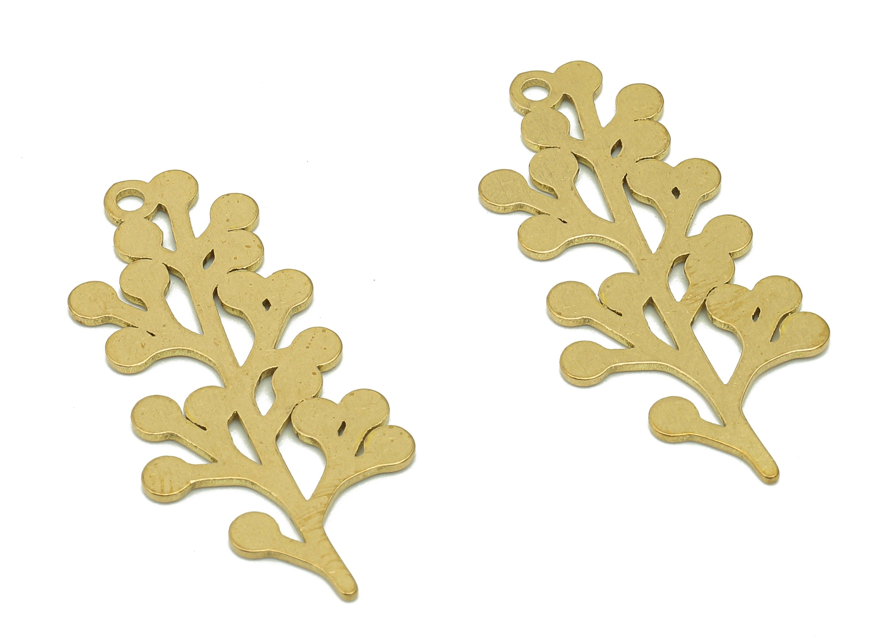 Brass Tree Earring Charm - Raw Brass Tree Cutout Earring - Pendant With Loop - Botanical Charm For Necklace - 31.9x14.2x0.7mm - PPA6599 - DOMEDBAZAAR