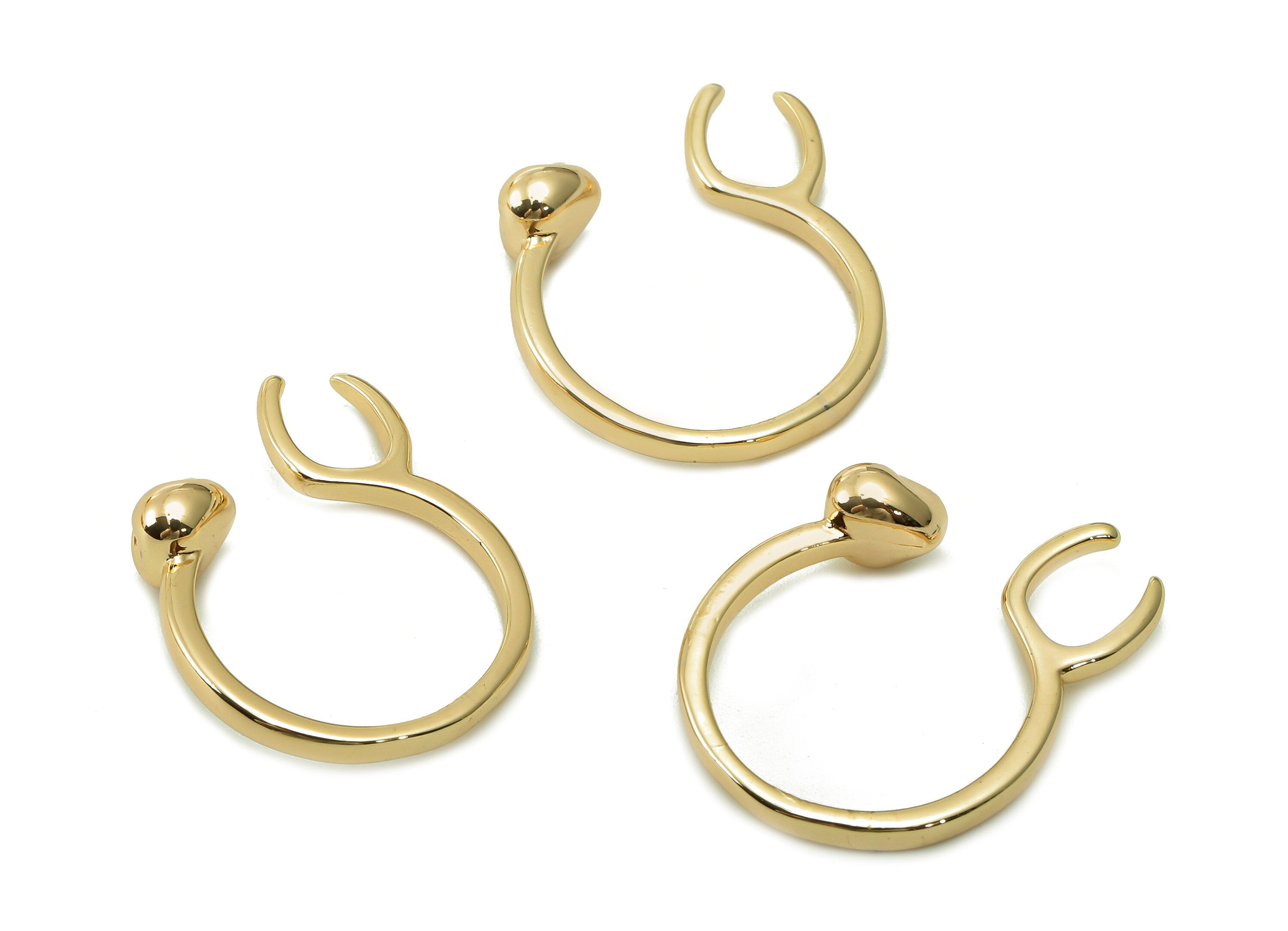 Brass Open Round Ring - Open Circle Heart Hoop Ring - Gold Wide U Hoop - 18K Real Gold Plating - 24x17.9x4.4mm - RGP5385 - DOMEDBAZAAR