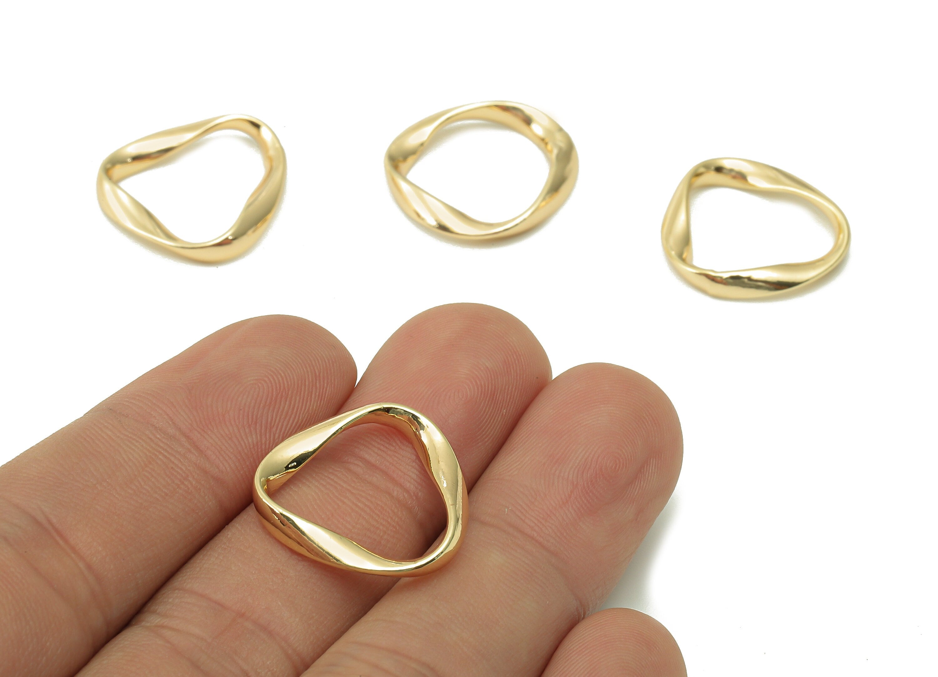Brass Irregular Ring - Gold Geometry Ring - Gold Triangle Hoop - 18K Real Gold Plated Brass - 20.1x20.1x1.5mm - RGP5393 - DOMEDBAZAAR