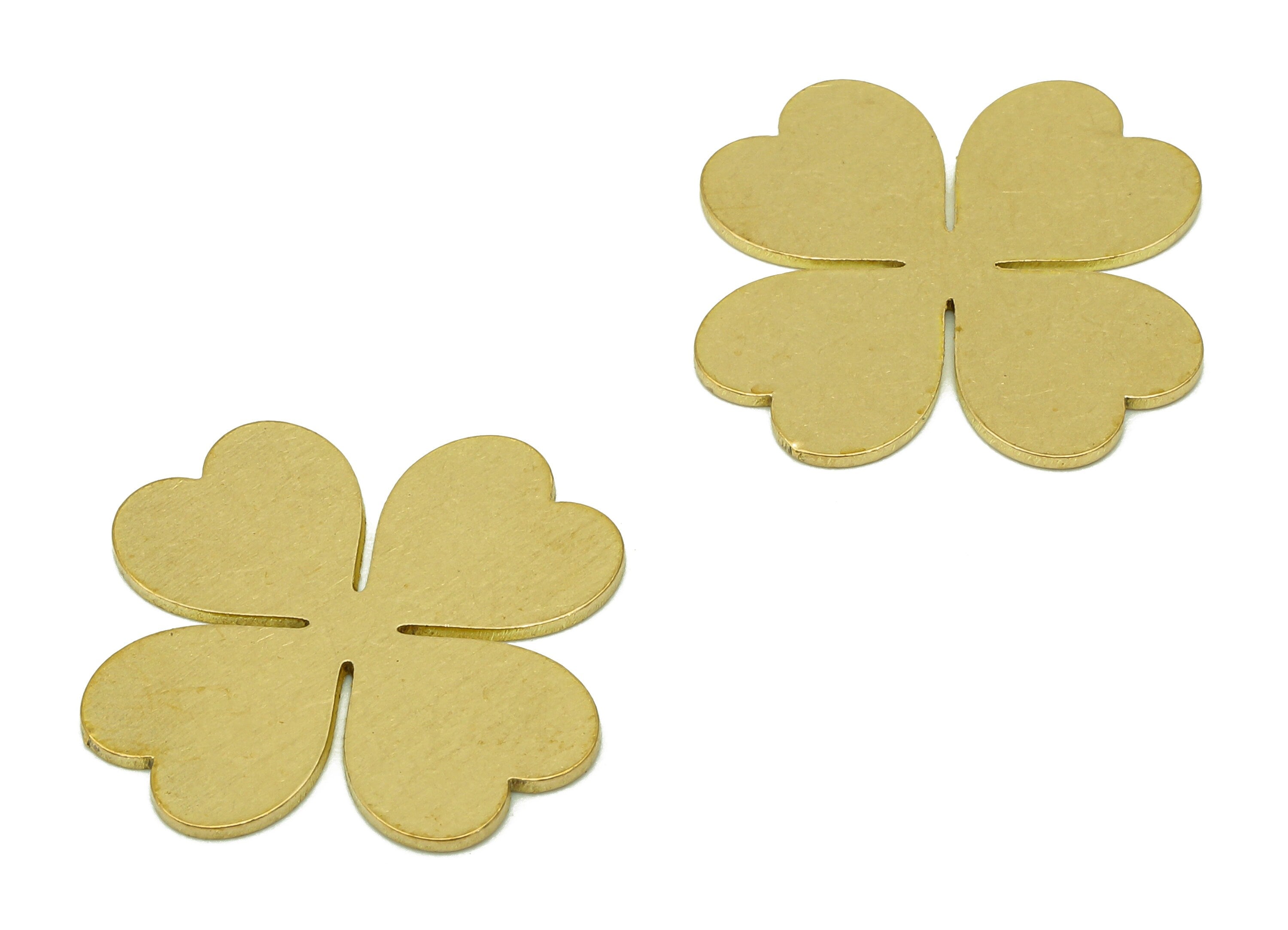 Brass Four-Leaf Clover Earring Charm - Raw Brass Leaves Charm - Leaf Charm - Clover Charm For Necklace - 19.8x18.1x0.7mm - PPZ0208 - DOMEDBAZAAR