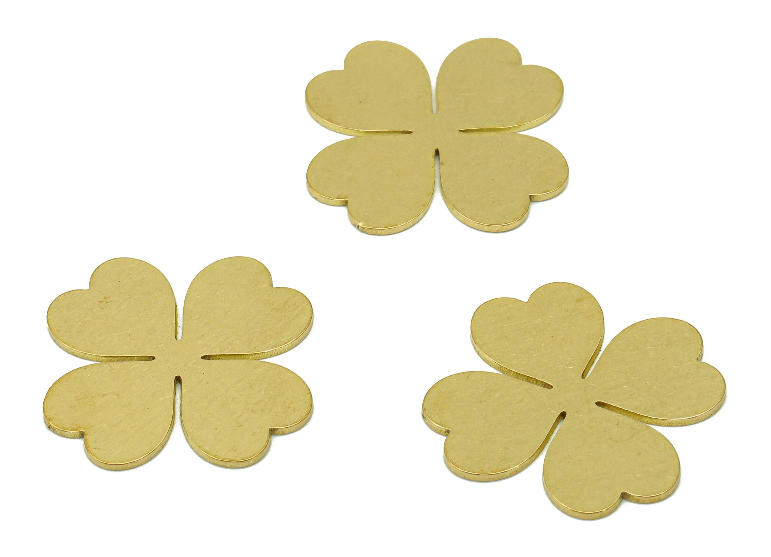 Brass Four-Leaf Clover Earring Charm - Raw Brass Leaves Charm - Leaf Charm - Clover Charm For Necklace - 19.8x18.1x0.7mm - PPZ0208 - DOMEDBAZAAR