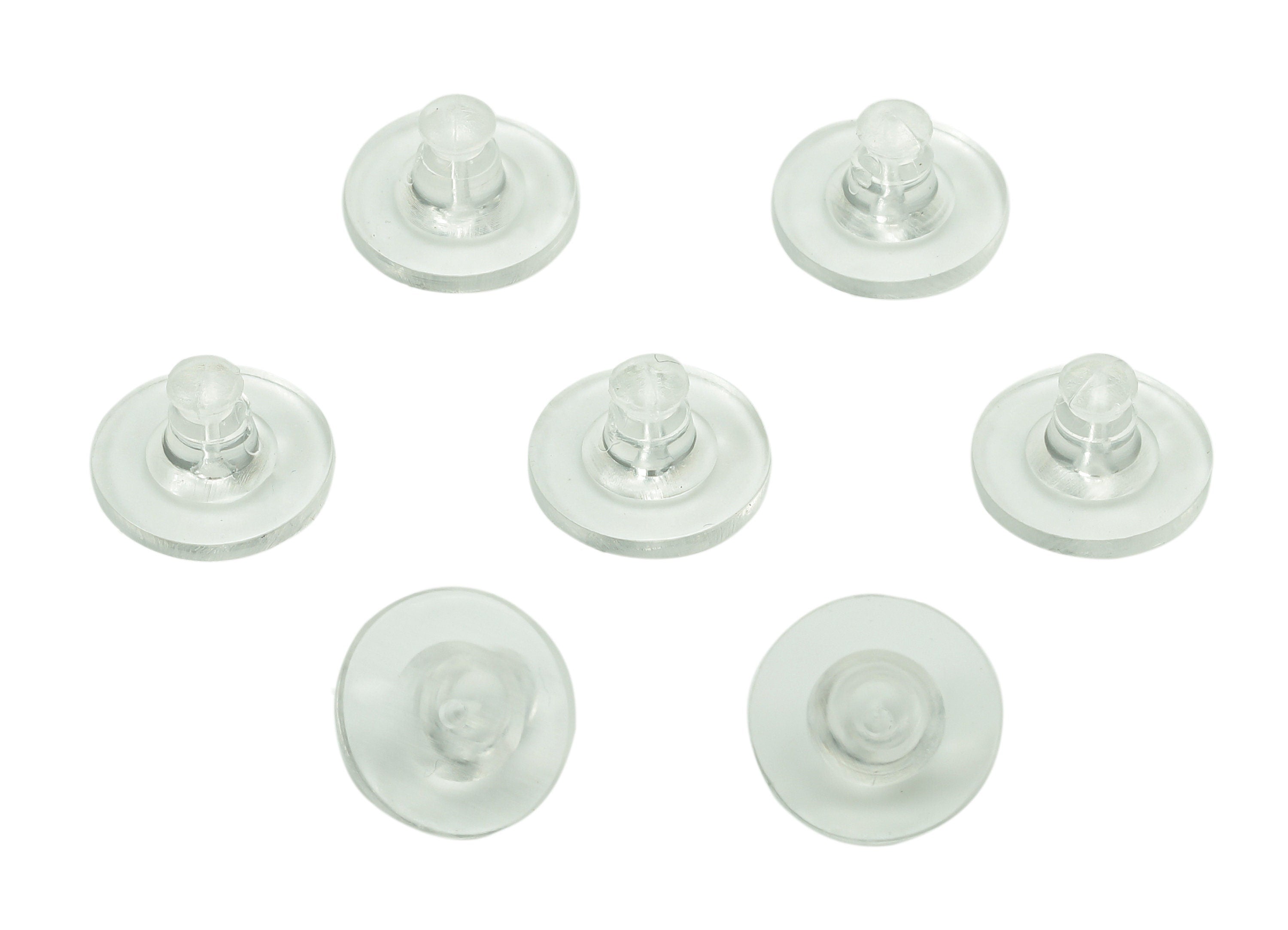 Clear Rubber Earring Backs - Disc Earring Stopper With Pads - Transparent Rubber Ear Nuts & Backs - Rubber Stopper - 10.1x10.1x5.3mm -ES1033 - DOMEDBAZAAR