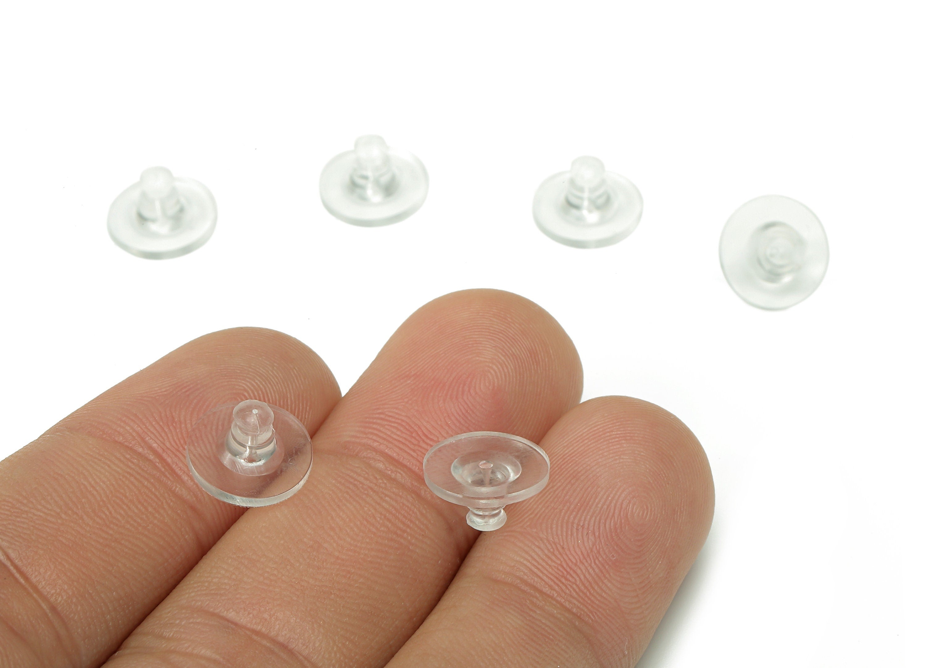 Clear Rubber Earring Backs - Disc Earring Stopper With Pads - Transparent Rubber Ear Nuts & Backs - Rubber Stopper - 10.1x10.1x5.3mm -ES1033 - DOMEDBAZAAR