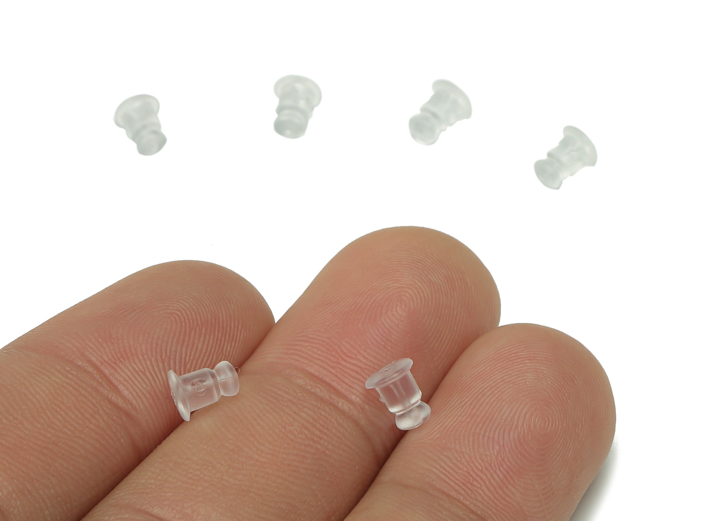 Clear Rubber Earring Backs - Disc Earring Stopper - Transparent Rubber Ear Nuts & Backs - Rubber Stopper - 5.4x3.7x2.8mm - ES1034 - DOMEDBAZAAR