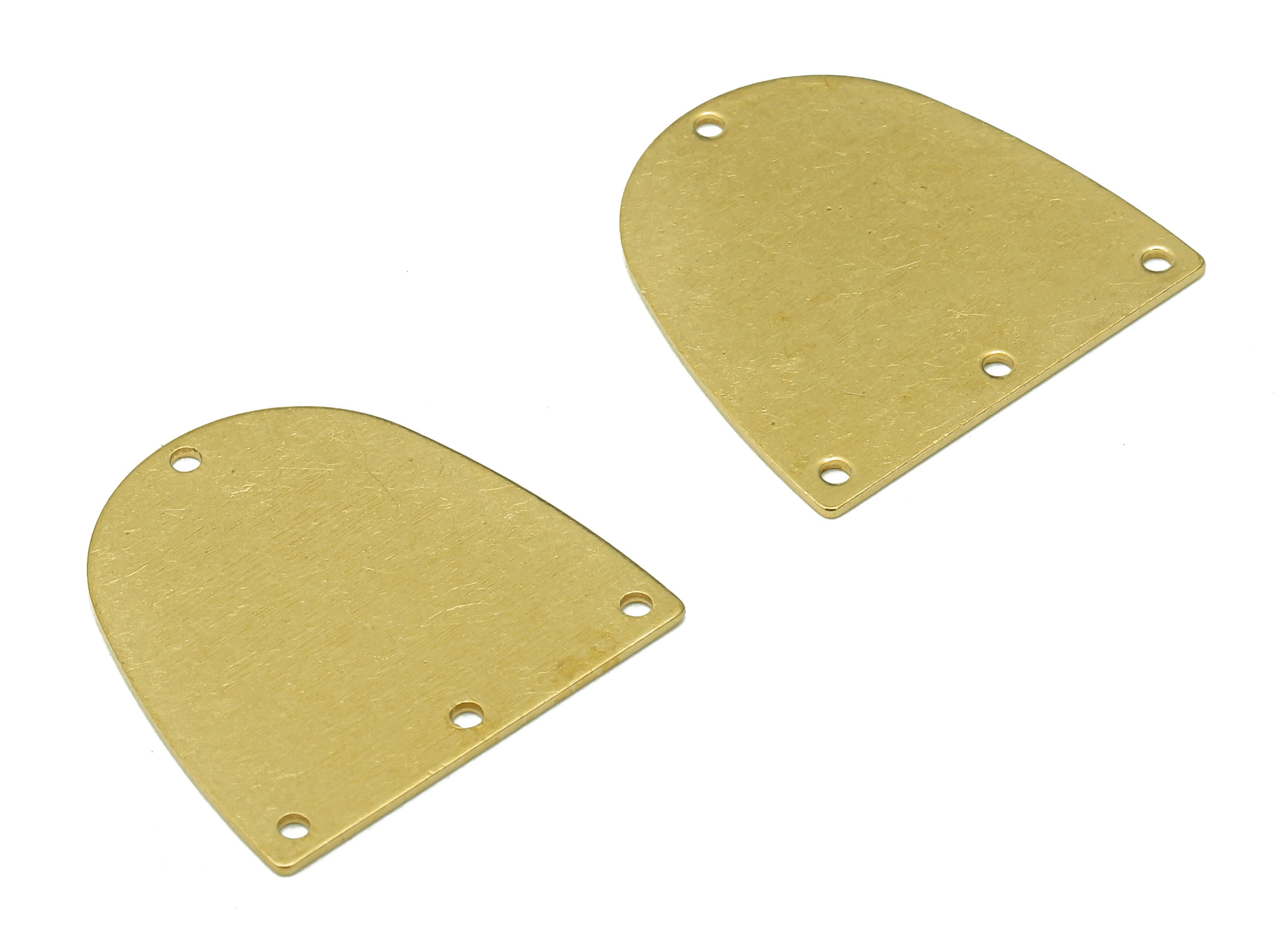 Brass Domed Earring Connector - Raw Brass Pendant With 4 Holes - Stamping Blank - Domed Earring Charms - 20x20x0.6mm - PP8145 - DOMEDBAZAAR