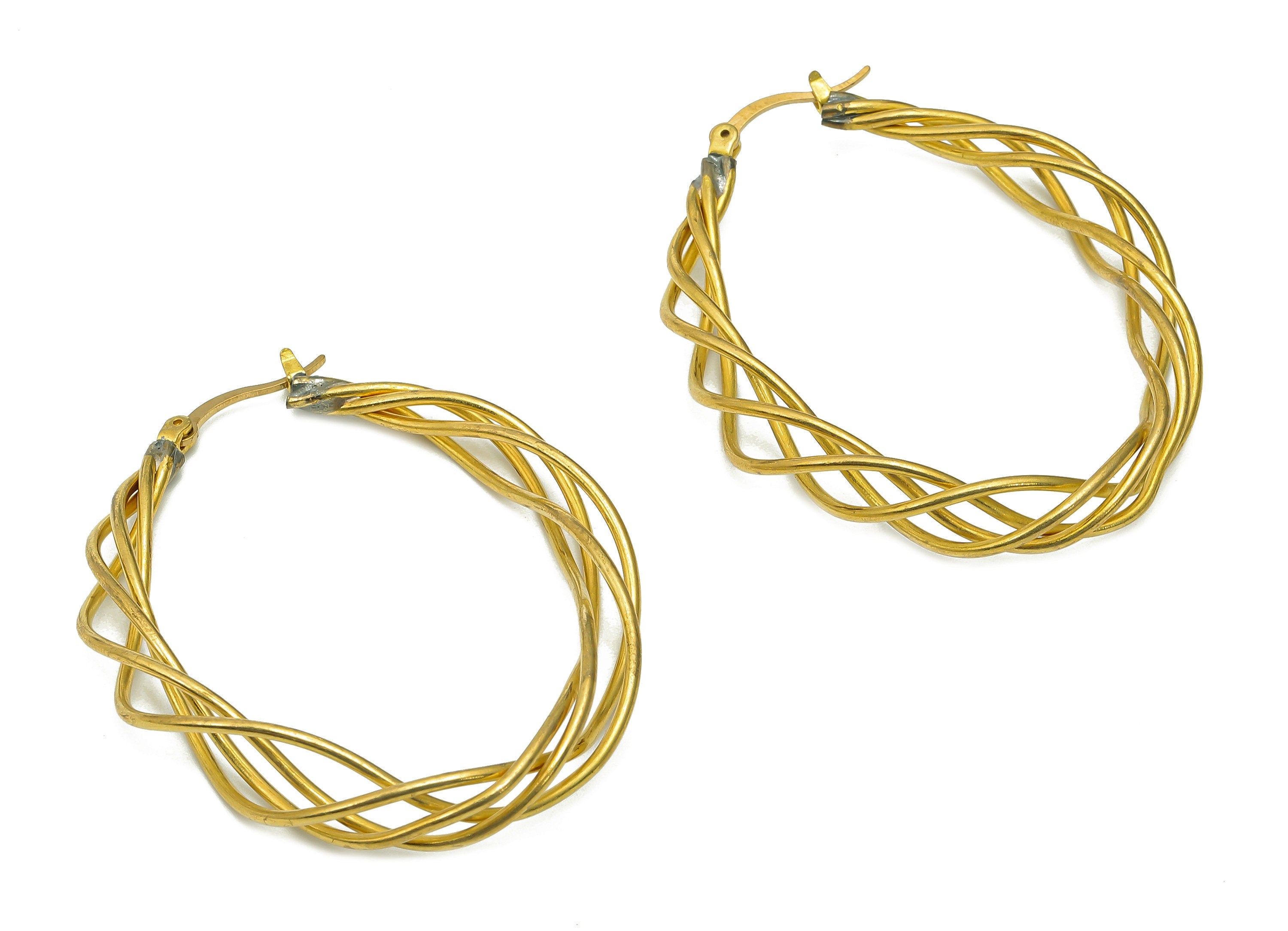 Brass Wire Wrapped Earring Post - Raw Brass Branch Earring Stud - Oval Knot Stud Earring - Earring Wire - Brass Stud -49.5x38.7x1.4mm-PP8009 - DOMEDBAZAAR