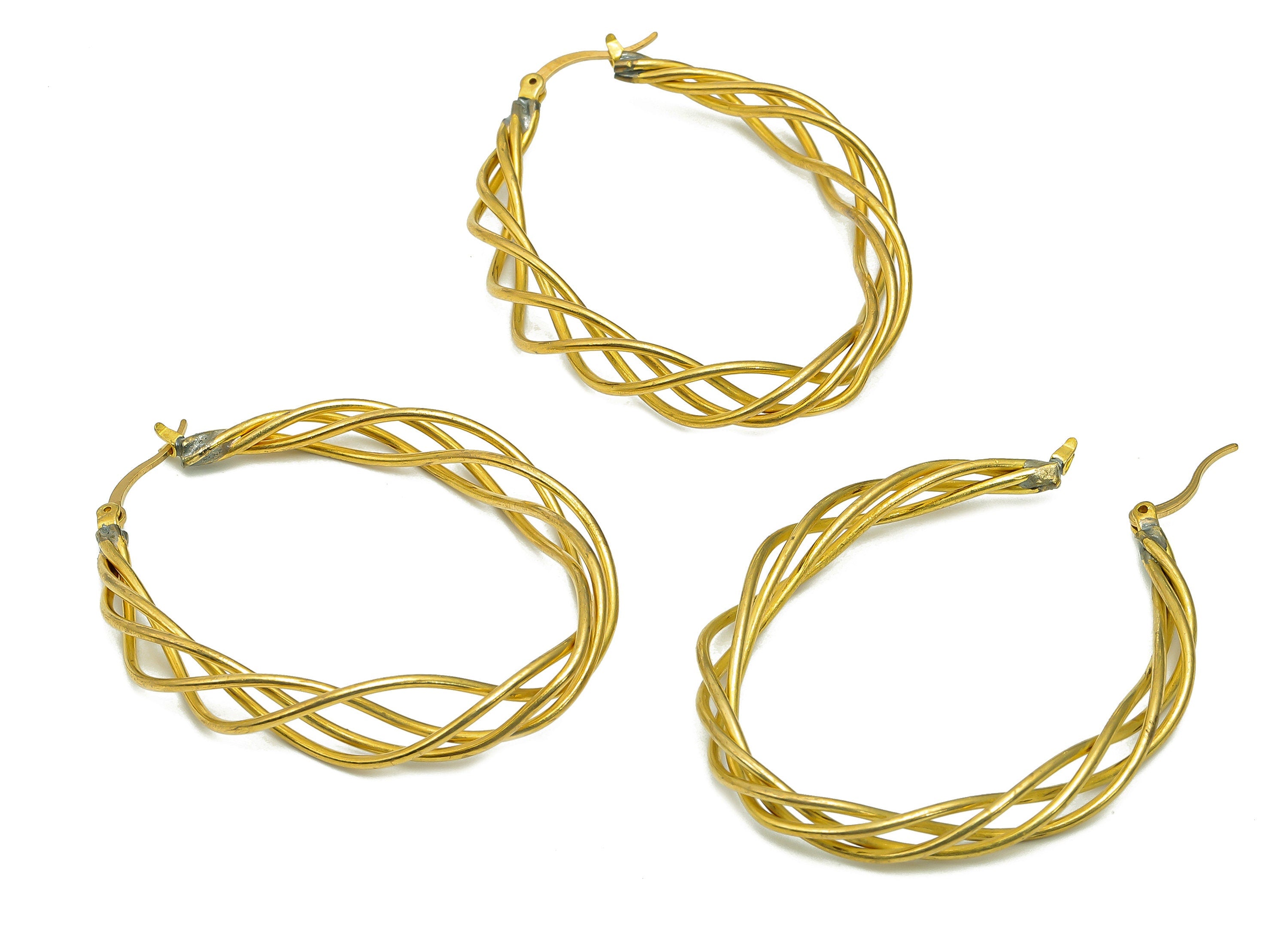 Brass Wire Wrapped Earring Post - Raw Brass Branch Earring Stud - Oval Knot Stud Earring - Earring Wire - Brass Stud -49.5x38.7x1.4mm-PP8009 - DOMEDBAZAAR