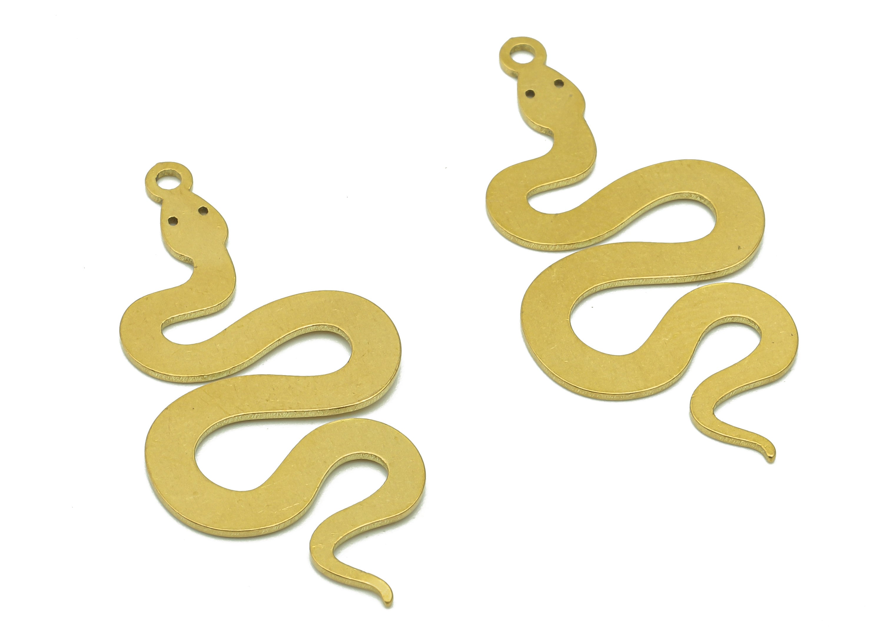 Brass Snake Earring Charms - Raw Brass Snake Earring - Pendant With Loop - Stamping Blank Snake Charm - 36x16.2x0.6mm - PPZ0183 - DOMEDBAZAAR