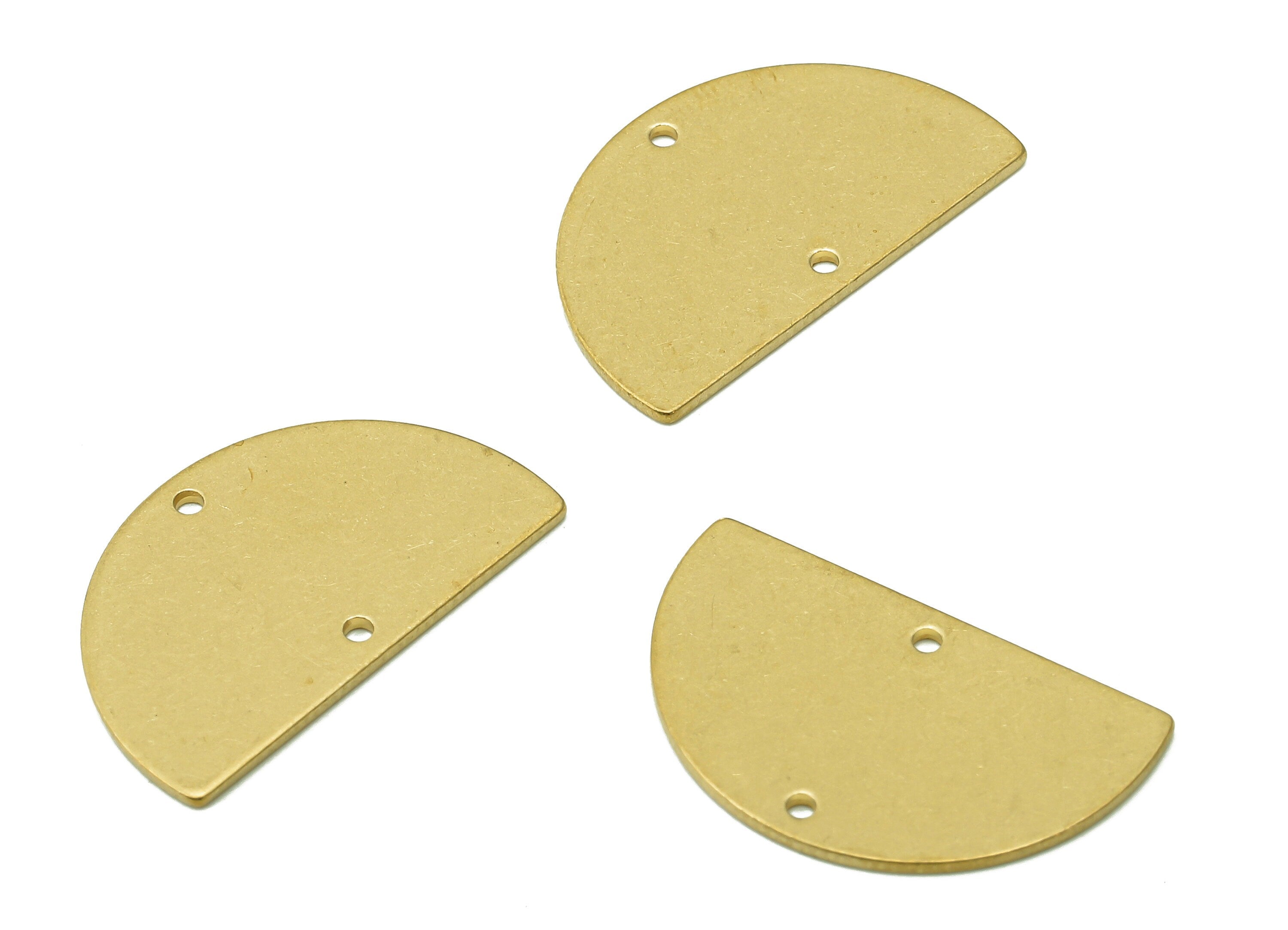 Brass Half Round Earring Connectors - Raw Brass Semicircle Connector - Semicircle Earring Charms - Stamping Blank - 21.4x12.9x0.8mm - PP8078 - DOMEDBAZAAR