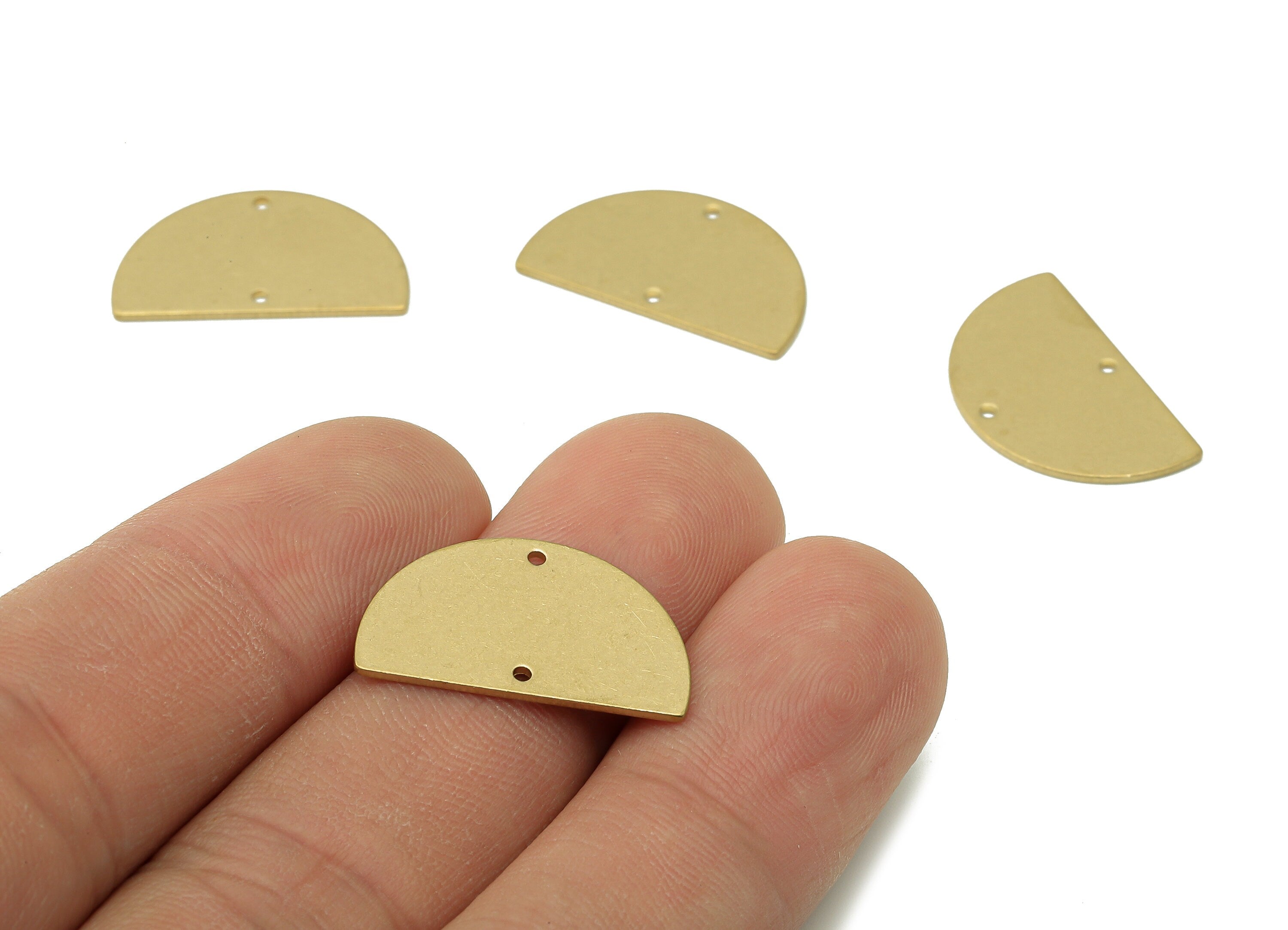 Brass Half Round Earring Connectors - Raw Brass Semicircle Connector - Semicircle Earring Charms - Stamping Blank - 21.4x12.9x0.8mm - PP8078 - DOMEDBAZAAR