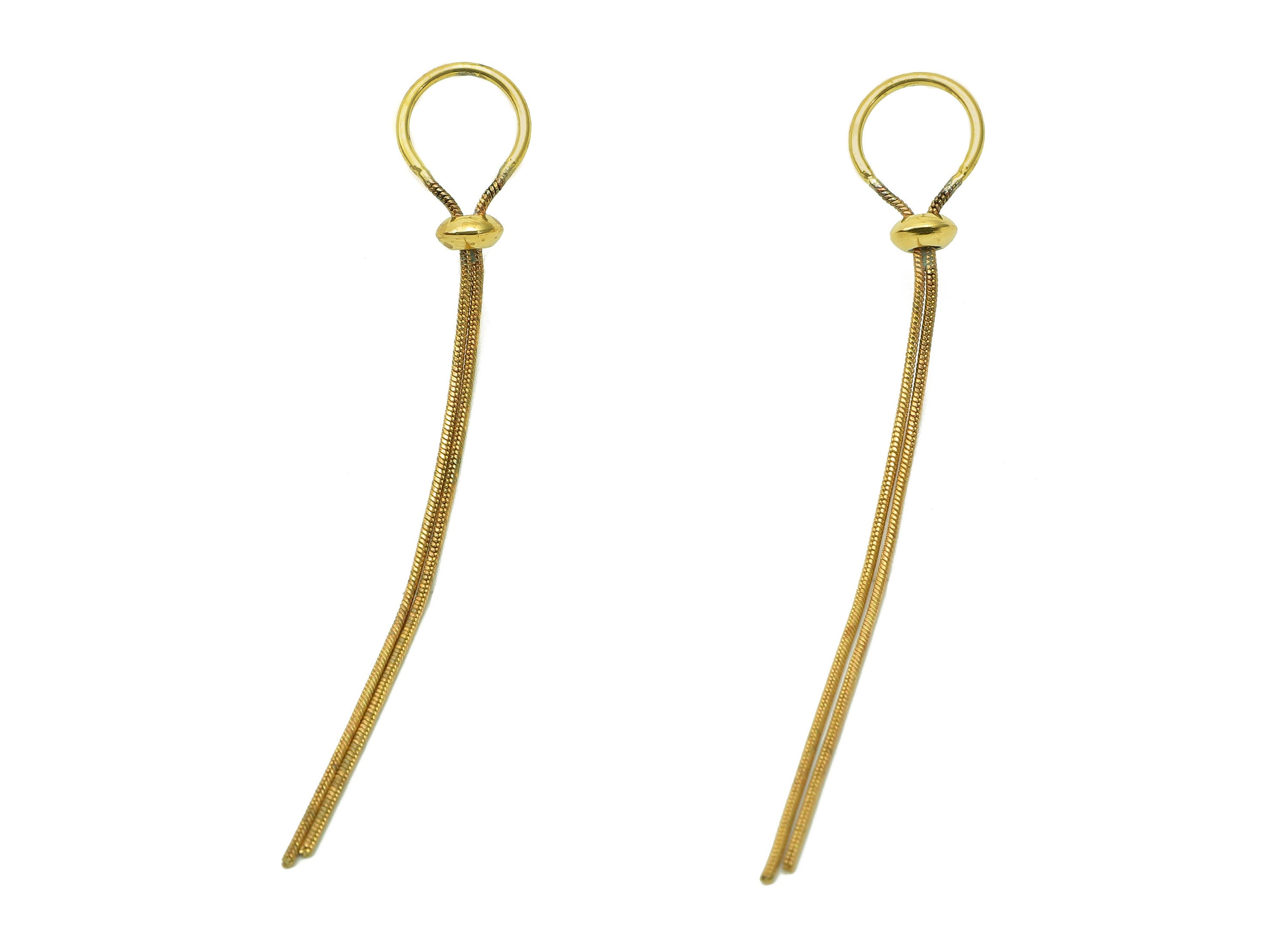 Brass Snake Chain Earrings Stud - Raw Brass Earring Post With Stopper - Brass Stud Earring - Long Tassel Hoop Earring - 79.9x12x1.1mm-PP8037 - DOMEDBAZAAR