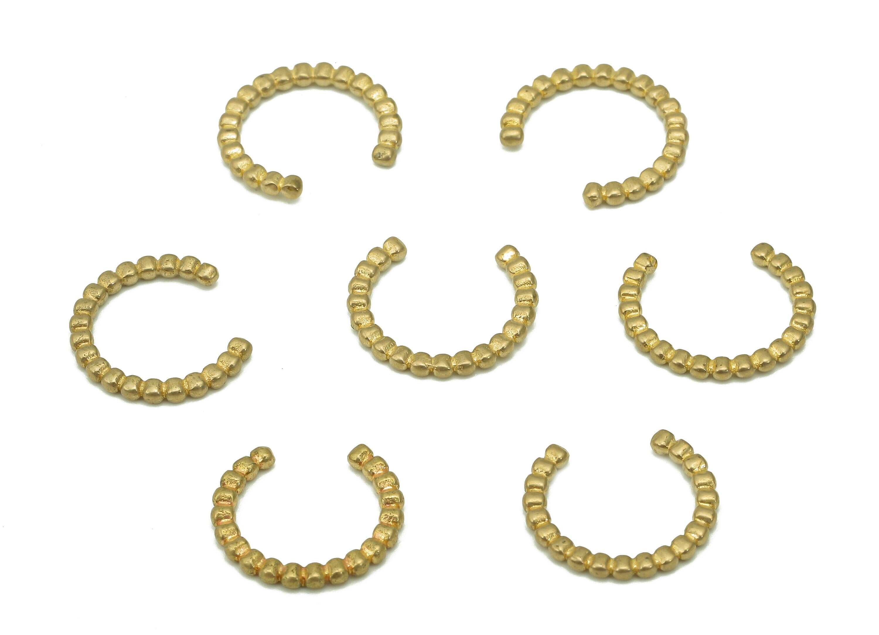 Brass Dots Open Round C Ring - Raw Brass Circle Septum Ring - Mini Spot Cartilage Earring - Circle Dot Piercing - 12.5x11.33x1.27mm - PP8130 - DOMEDBAZAAR