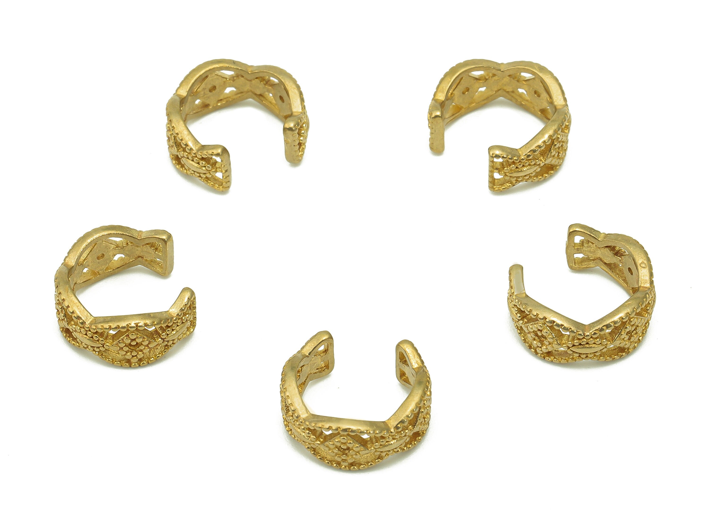 Brass Diamond Open Round C Ring - Raw Brass Wide Circle Cuff Ear - Hollow Hoop Earring Cuff - Rhombus Ear Clip - 11.57x10.8x1.32mm - PP8136 - DOMEDBAZAAR