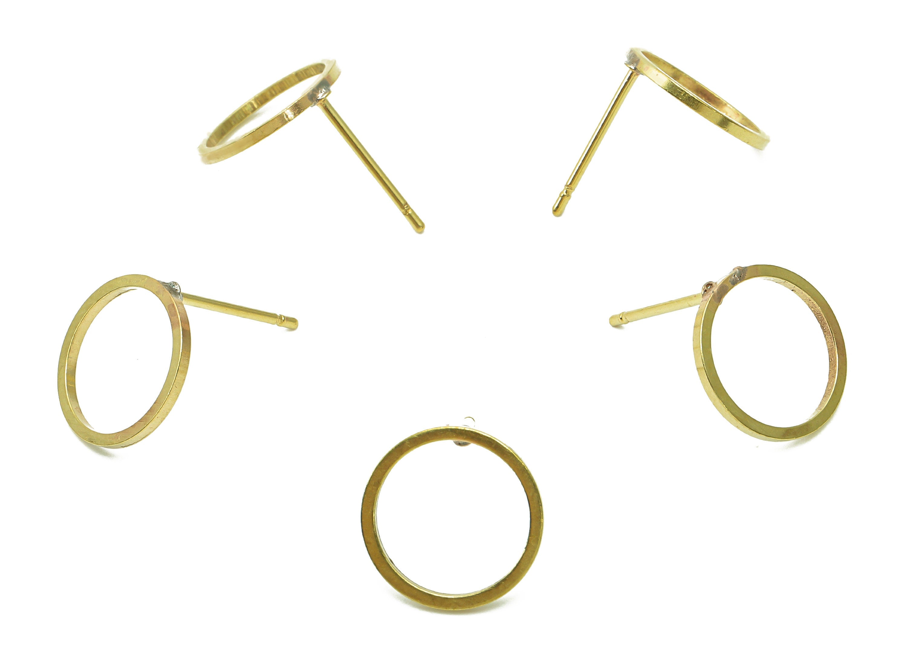 Brass Round Hoop Earrings Stud - Raw Brass Circle Earring Post - Stud Earring - Brass Stud - 12x12x0.9mm - PP8043 - DOMEDBAZAAR
