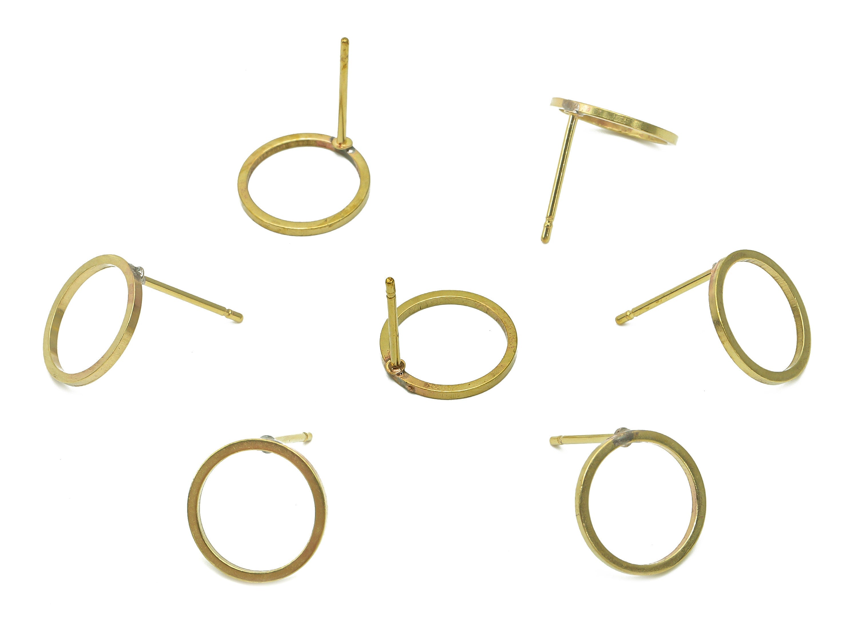 Brass Round Hoop Earrings Stud - Raw Brass Circle Earring Post - Stud Earring - Brass Stud - 12x12x0.9mm - PP8043 - DOMEDBAZAAR