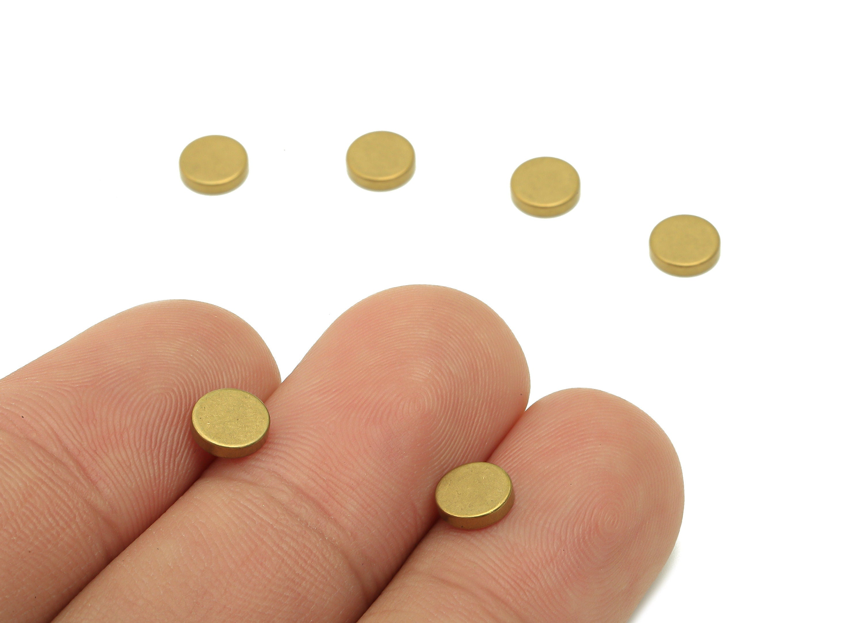 Brass Thick Round Earring - Raw Brass Mini Circle - Mini Thick Round Earring - Brass Stamping Blanks - 5.9x5.9x1.4mm - PP8068 - DOMEDBAZAAR