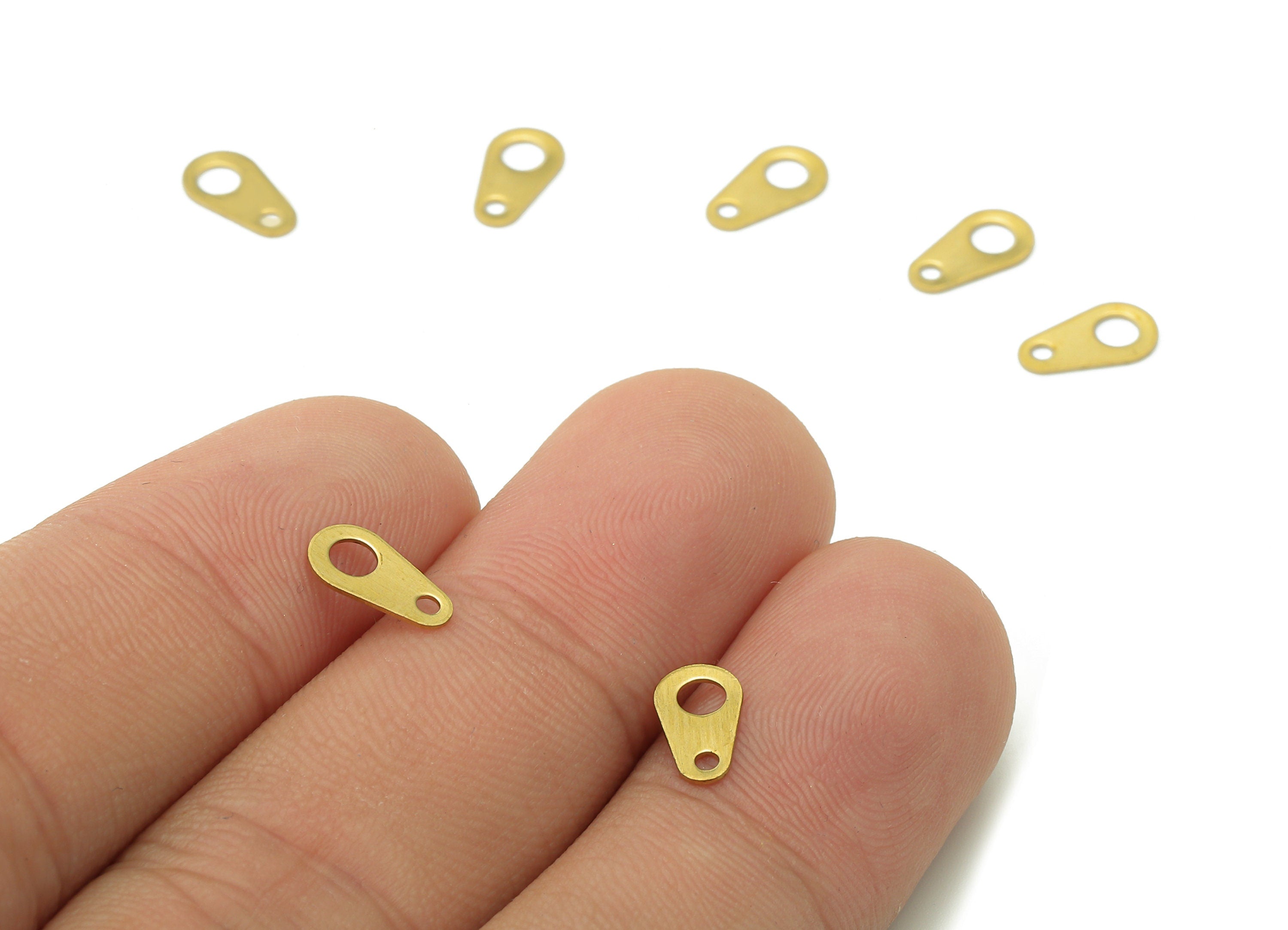 Brass Drop Pear Earring Connectors - Raw Brass Loops For Stud Earring - Teardrop Earring - Holes For Earring Studs - 1.5x9x5mm - PP8072 - DOMEDBAZAAR