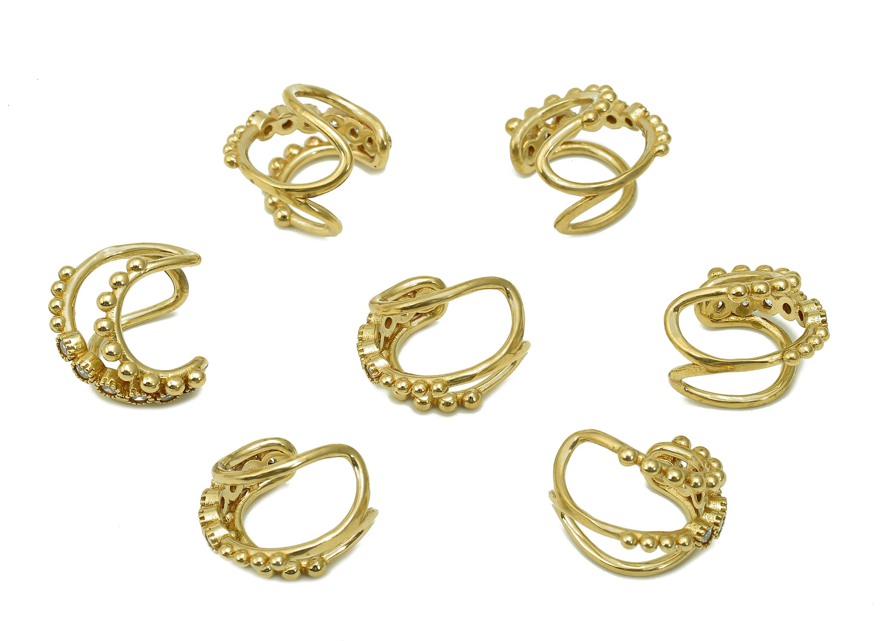 Brass Beads Open Round C Ring - Raw Brass Mini Beads With Zircon - Curved Hollow Hoop Ear Cuff - Gift For Her - 14.81x13.18x3.01mm - PP8143 - DOMEDBAZAAR