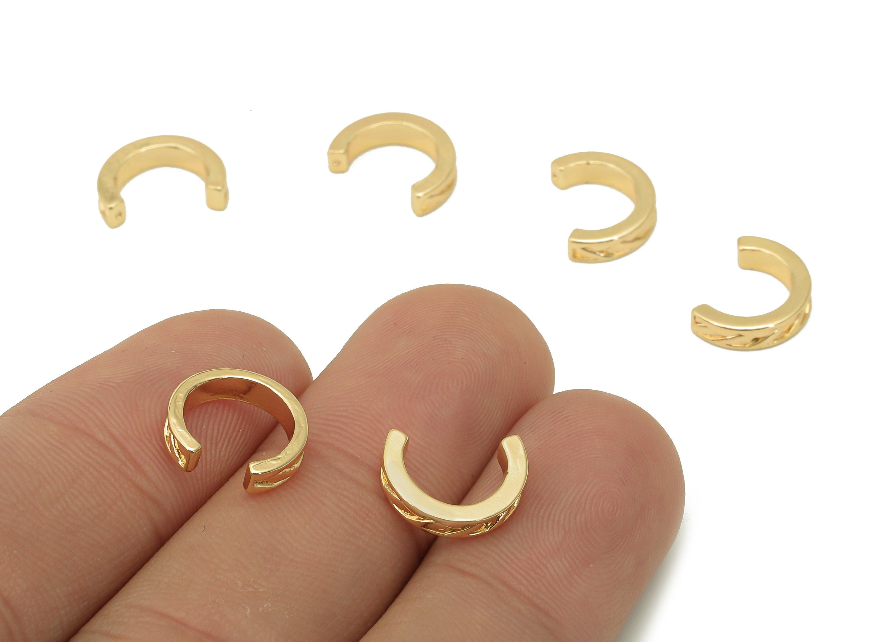 Brass Thick Open Round C Ring - Textured Hoop For Stud Earring- Hoop For Earring Stud - 18K Real Gold Plating - 11.6x2.7x1.6mm - RGP5522 - DOMEDBAZAAR