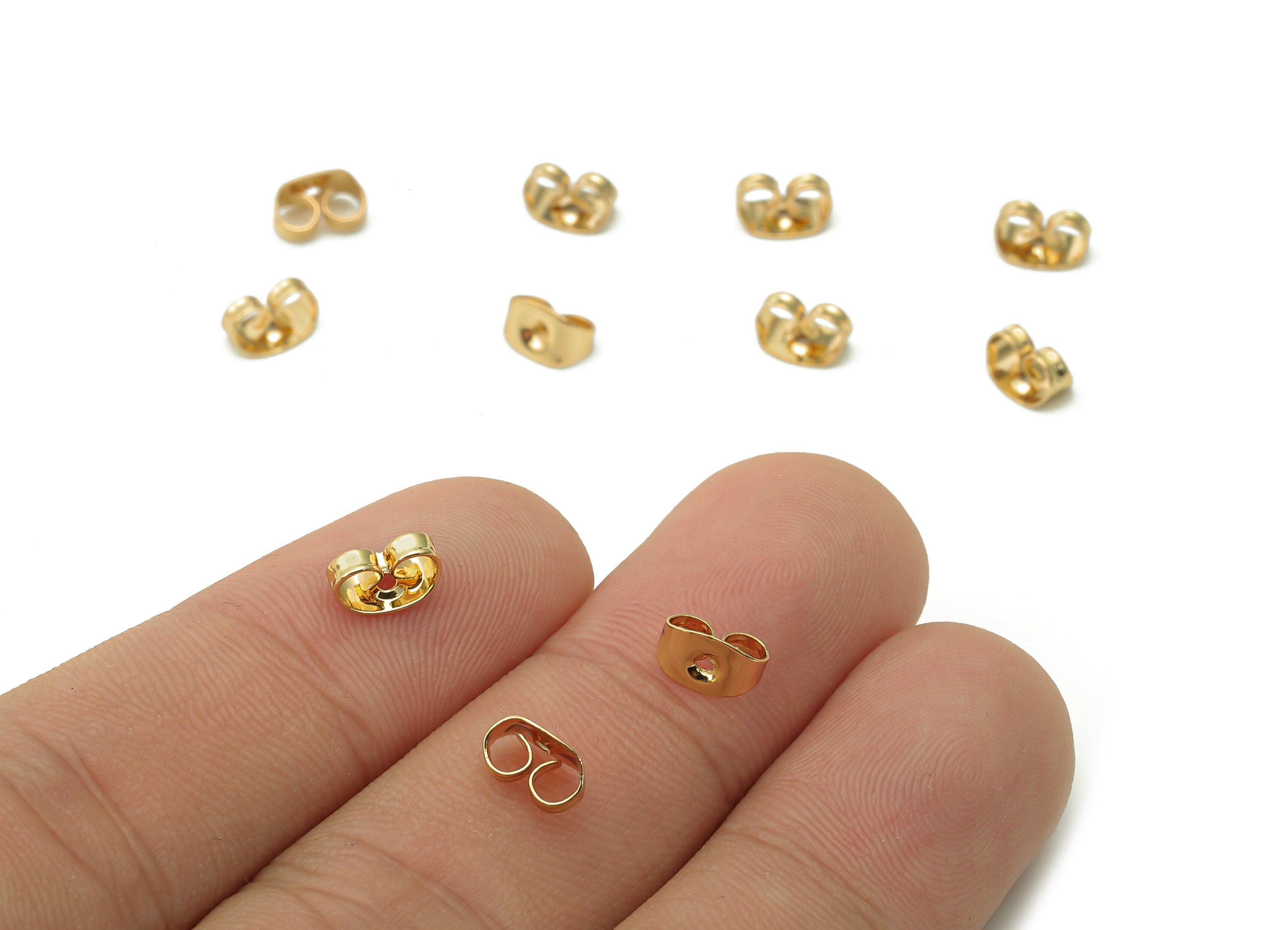 Brass Stud Earring Back Stopper - Earring Post Nuts Stopper - Earring Wire Backs - 18K Real Gold Plating - 6.6x4.2x0.3mm - RGP5450 - DOMEDBAZAAR