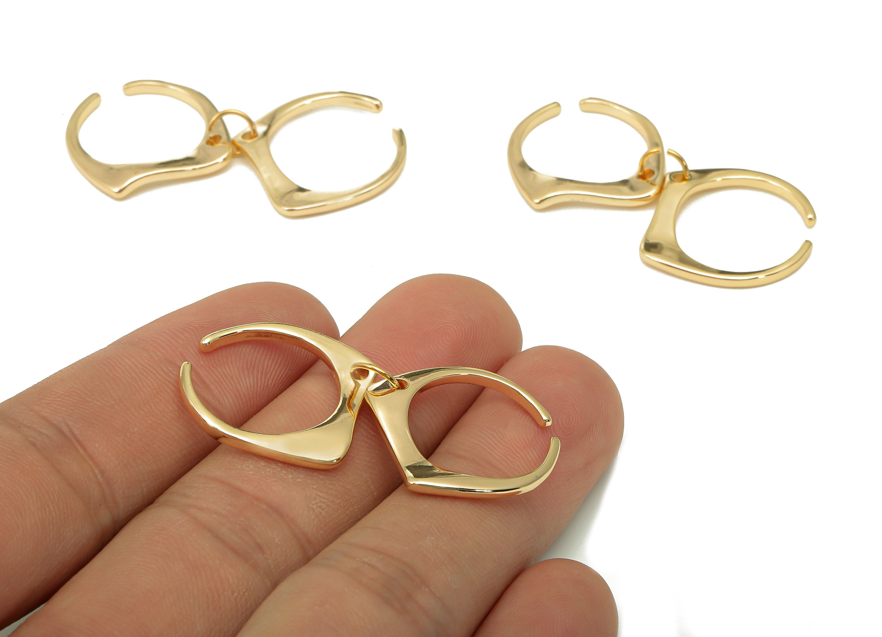 Brass Open Round Two Ring - Gold Simple Open Hoop Ring - Wide Double Open Hoop Ring - 18K Real Gold Plating - 20.1x19.5x1.8mm - RGP5500 - DOMEDBAZAAR