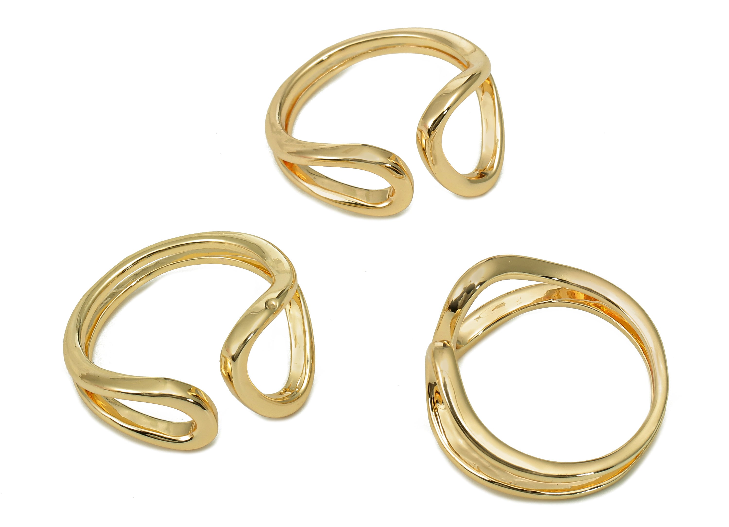 Brass Open Round Ring - Gold Hollow Open Hoop Ring - Circle Open Hoop Ring - 18K Real Gold Plating - 20.5x19.8x2mm - RGP5497 - DOMEDBAZAAR
