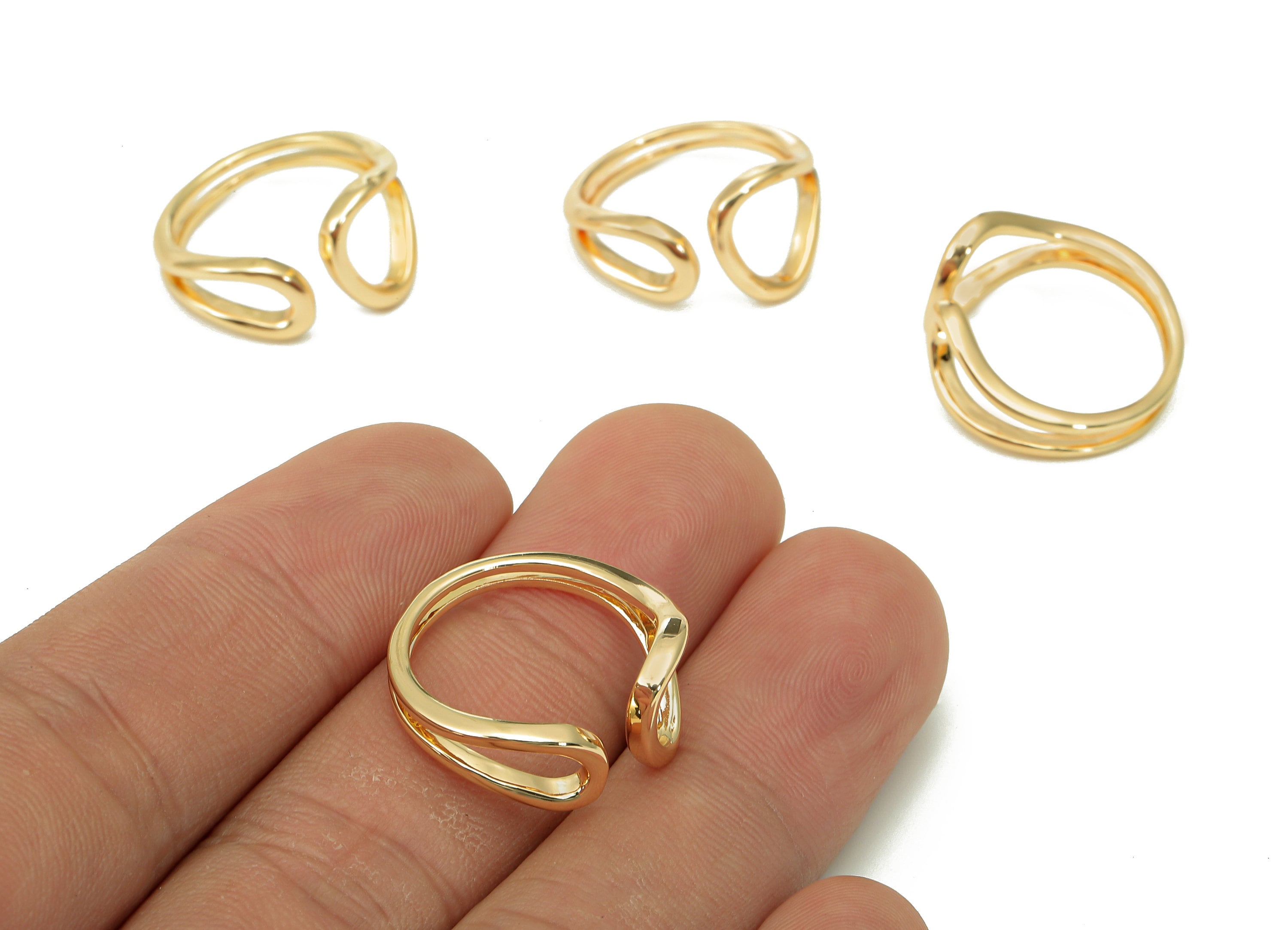 Brass Open Round Ring - Gold Hollow Open Hoop Ring - Circle Open Hoop Ring - 18K Real Gold Plating - 20.5x19.8x2mm - RGP5497 - DOMEDBAZAAR