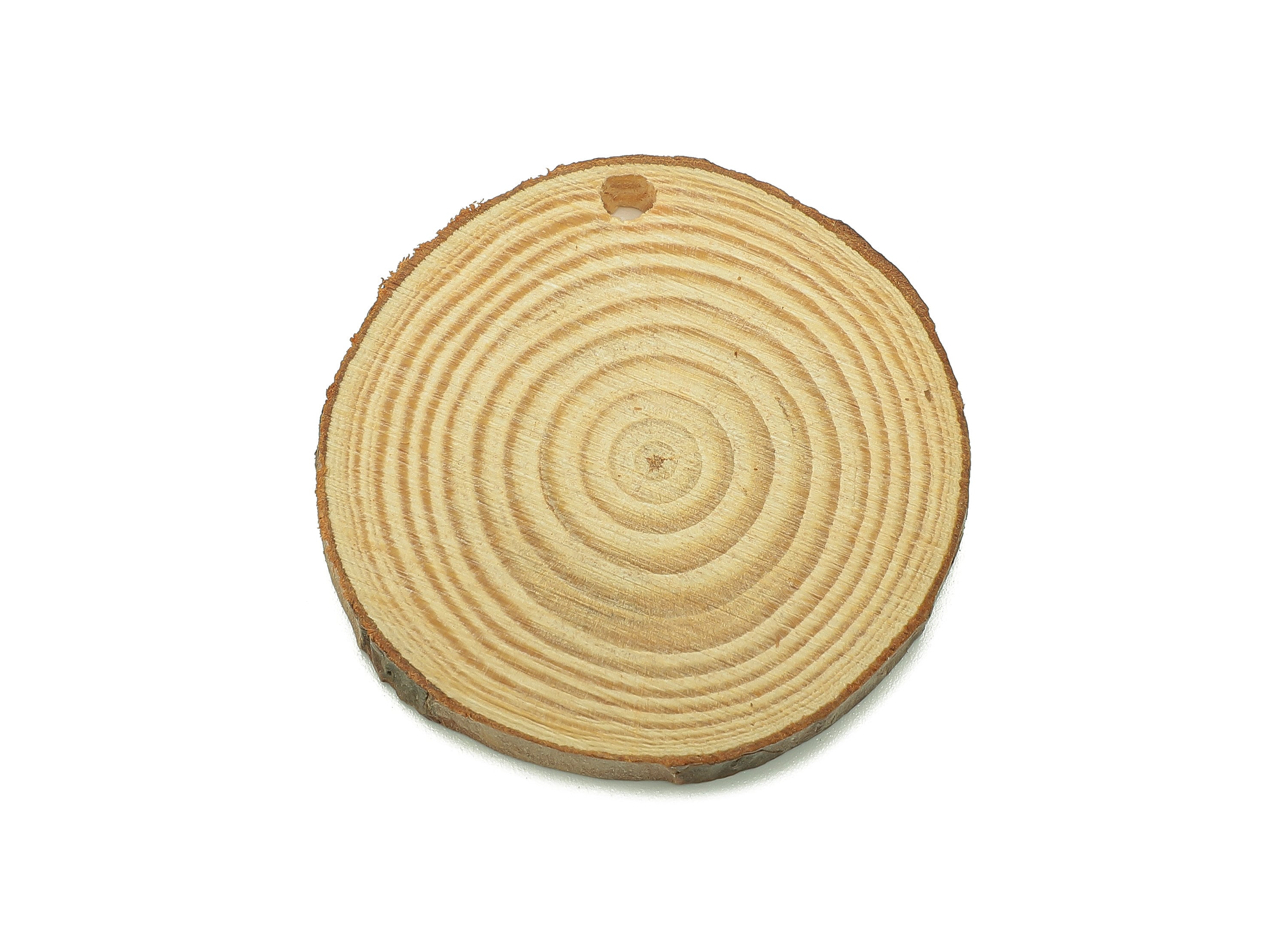 Pine Wood Slices Discs Earrings - Circles Natural Wood Bark Charm - Round Raw Edge Wood Pendant - Eco friendly - 55.3x52.2x5.8mm - BB1297-55 - DOMEDBAZAAR