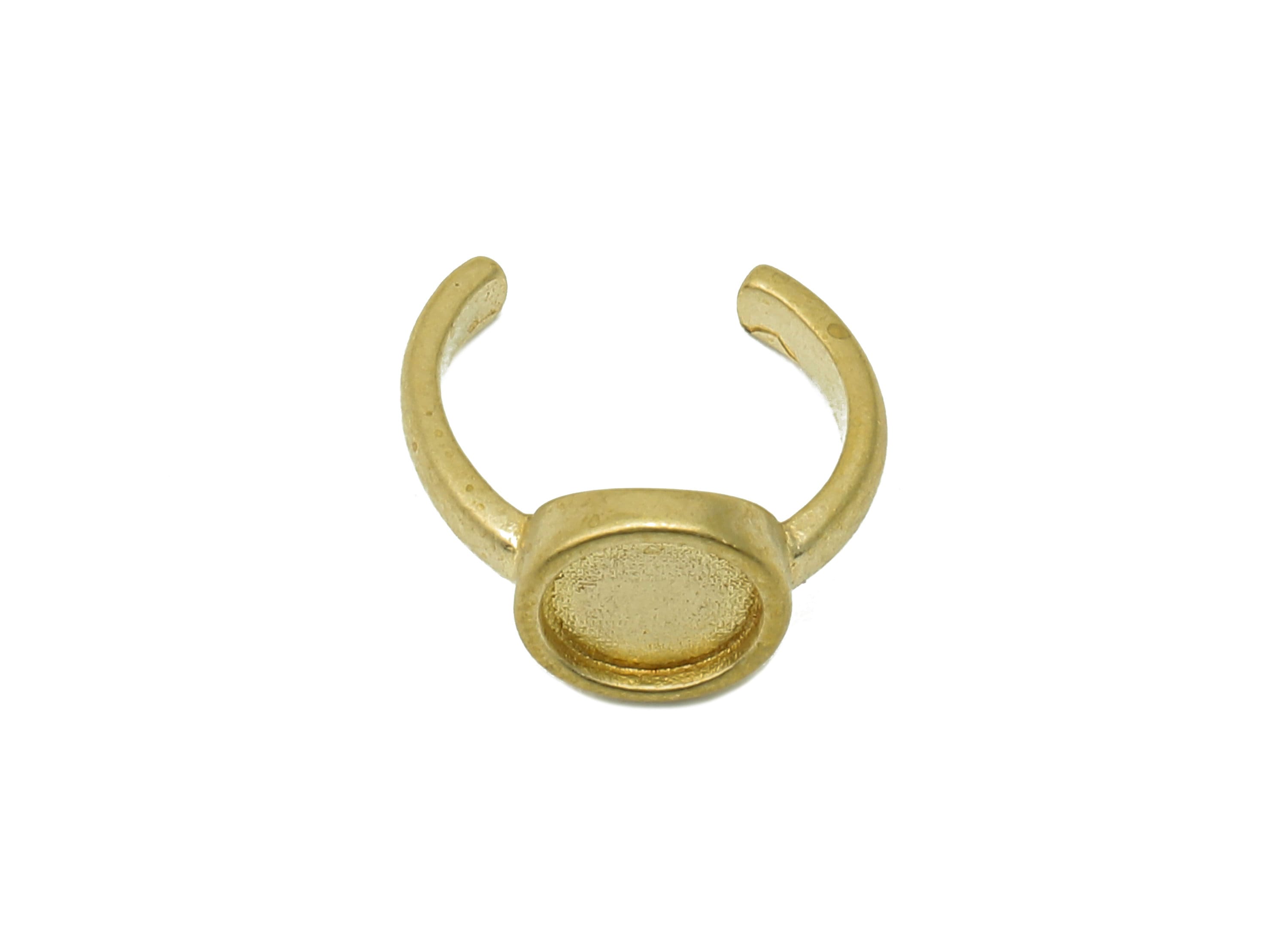 Brass Round Bezel Cup Open Ring - Raw Brass Settings Ear Cuff - Hoop Cabachon Earring Cuff - Open Circle Cuff Ear - 11.4x11.6x1.4mm - PP8166 - DOMEDBAZAAR