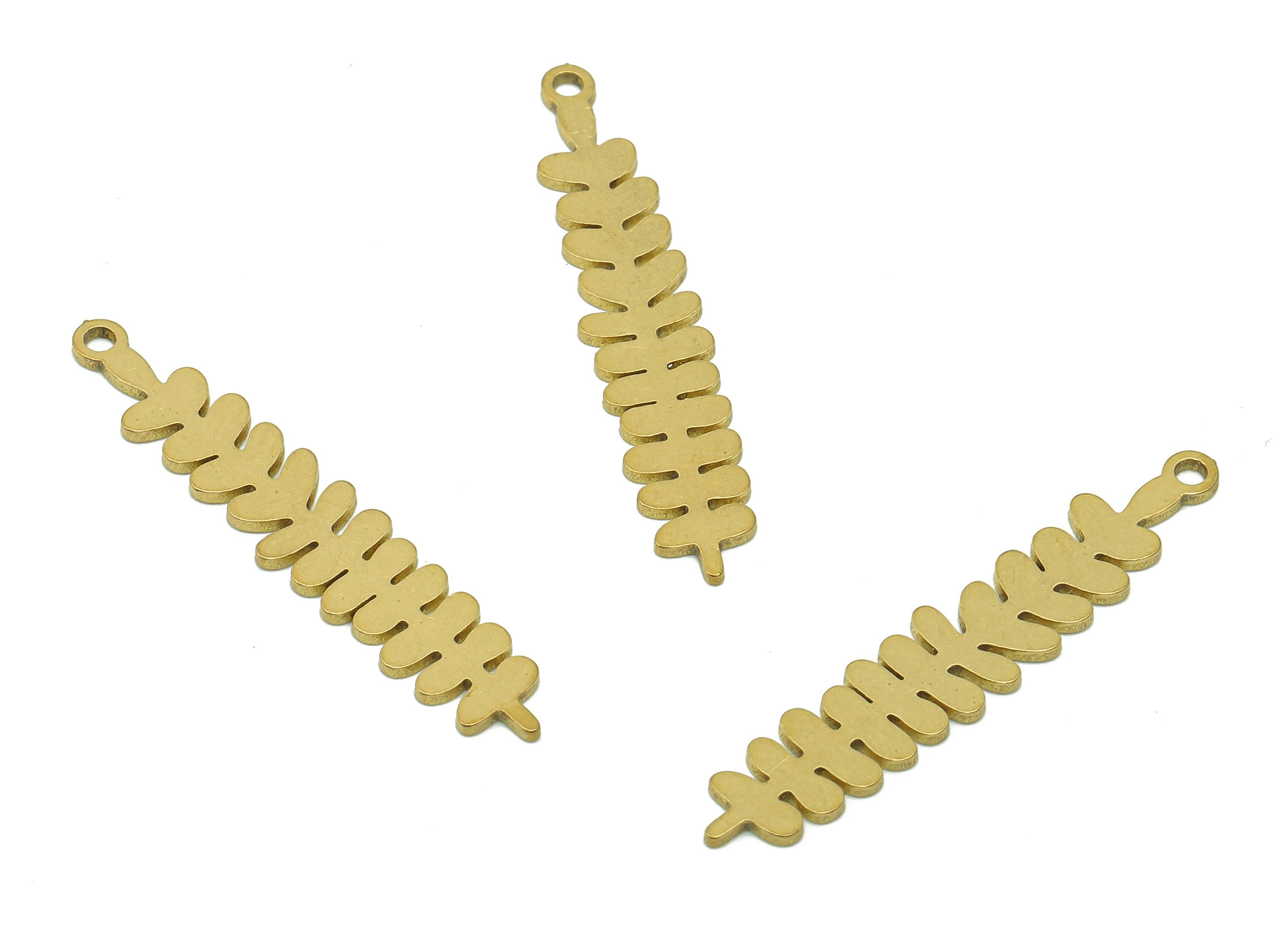 Brass Ash Flower Bar Earring - Raw Brass Long Rectangle Earring - Long Bar Pendant With Loop - Charm For Necklace - 34.9x6.6x0.7mm - PPA6269 - DOMEDBAZAAR