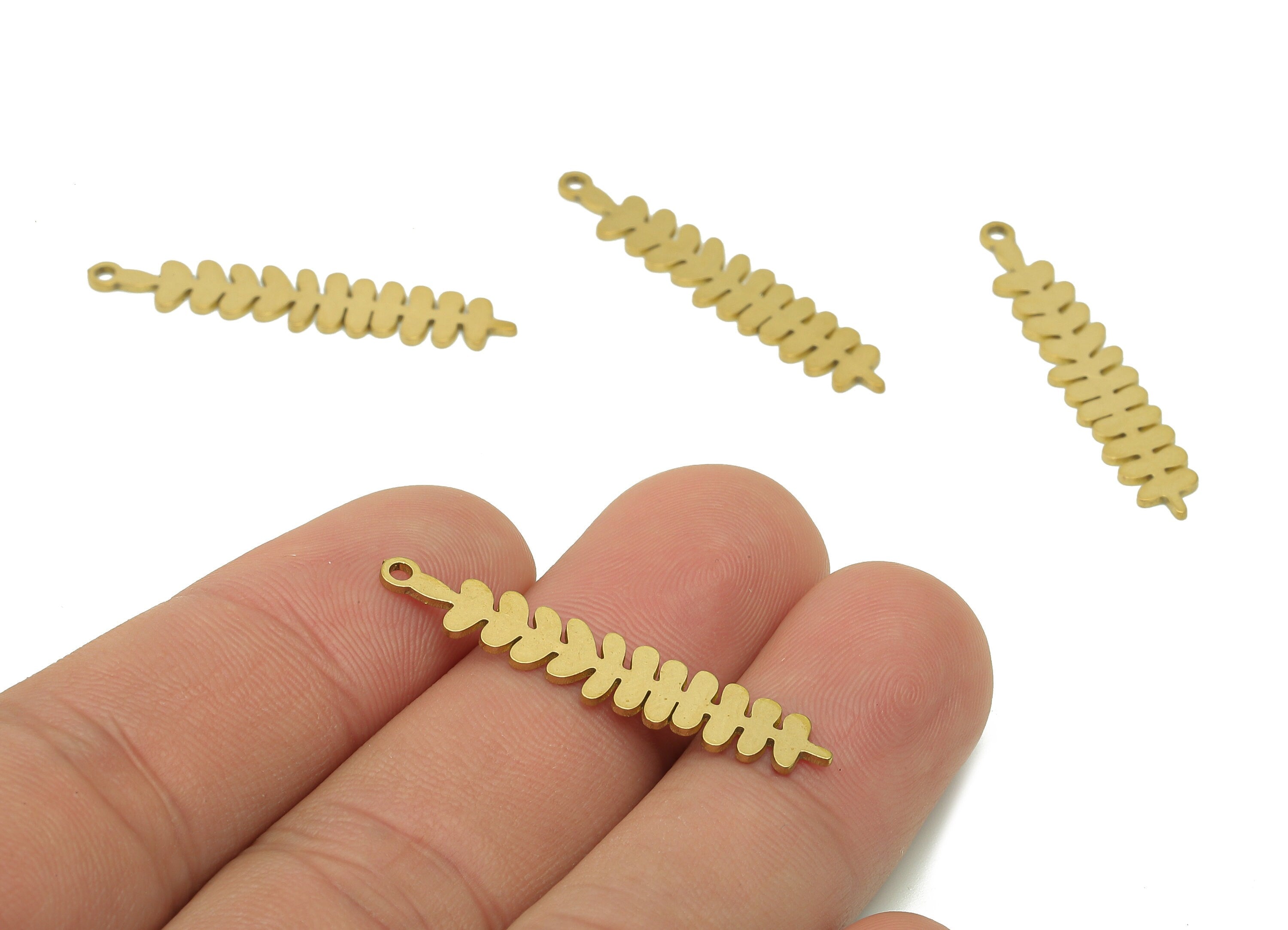 Brass Ash Flower Bar Earring - Raw Brass Long Rectangle Earring - Long Bar Pendant With Loop - Charm For Necklace - 34.9x6.6x0.7mm - PPA6269 - DOMEDBAZAAR