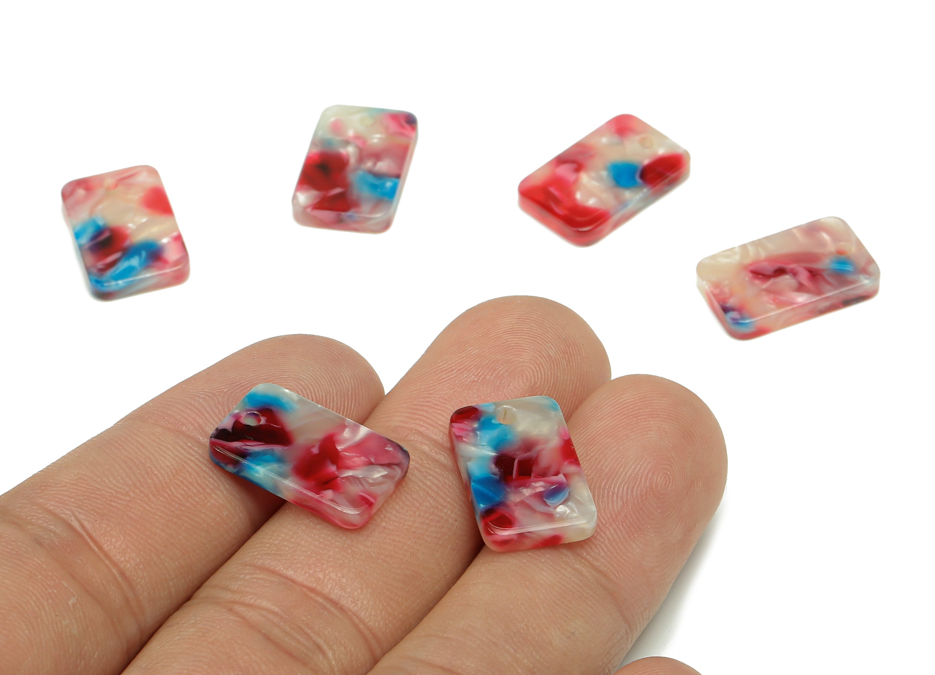 Acetate Rectangle Earring Charm - Mini Rectangle charm With Hole - Rectangle Pendant - Color Code: A52 - 16.7x10.7x2.6mm - AC1143-A52 - DOMEDBAZAAR