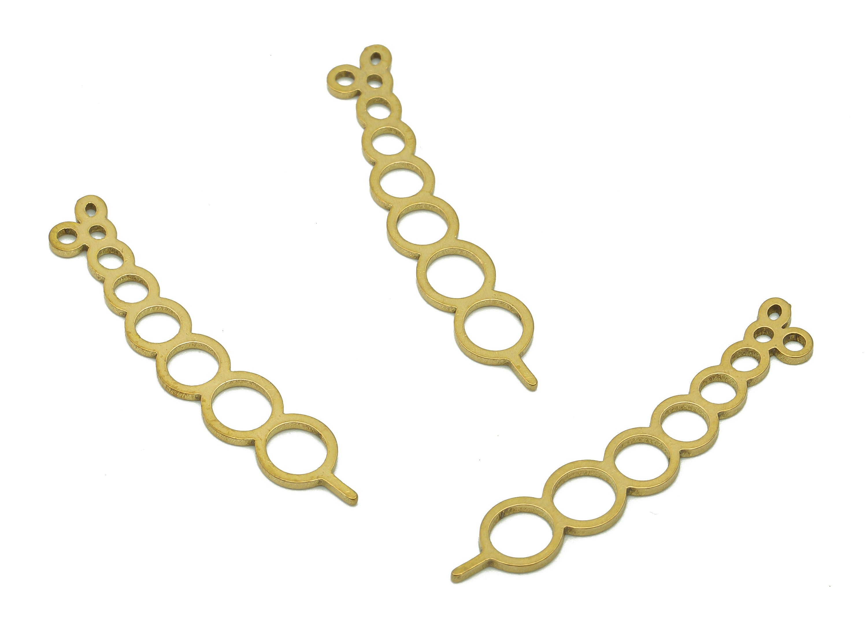 Brass Flower Round Charms - Raw Brass Circle Chain Earring - Plant Pendant With Loop - Botanical Charm For Necklace - 35.2x5.9x0.8mm-PPA6348 - DOMEDBAZAAR