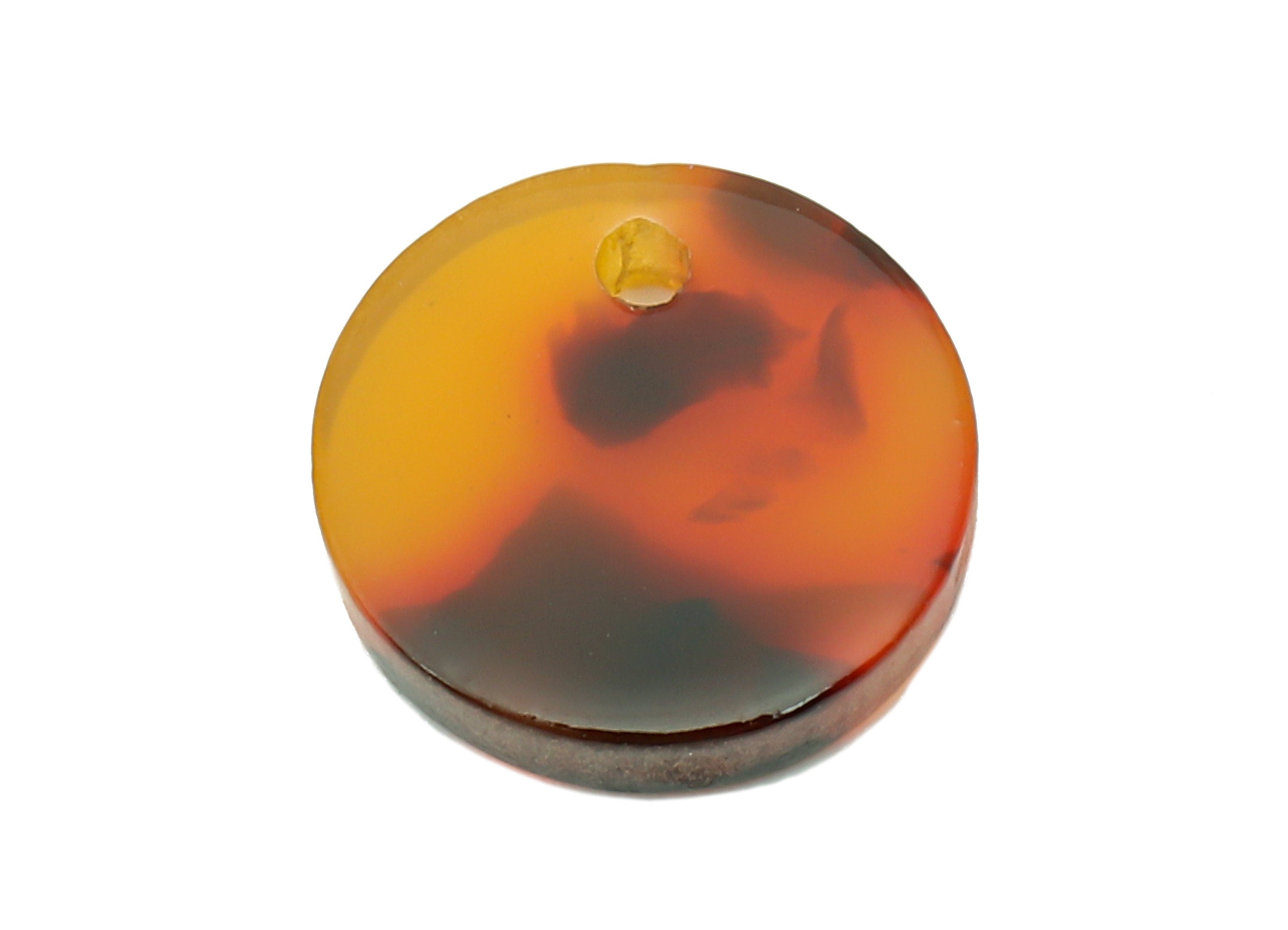 Acetate Coin Earring Charms - Tortoise Shell Color Charm With Hole - Mini Circle Pendant - Color Code: A01 - 11.6X11.5X2.5mm - AC1419-A01 - DOMEDBAZAAR
