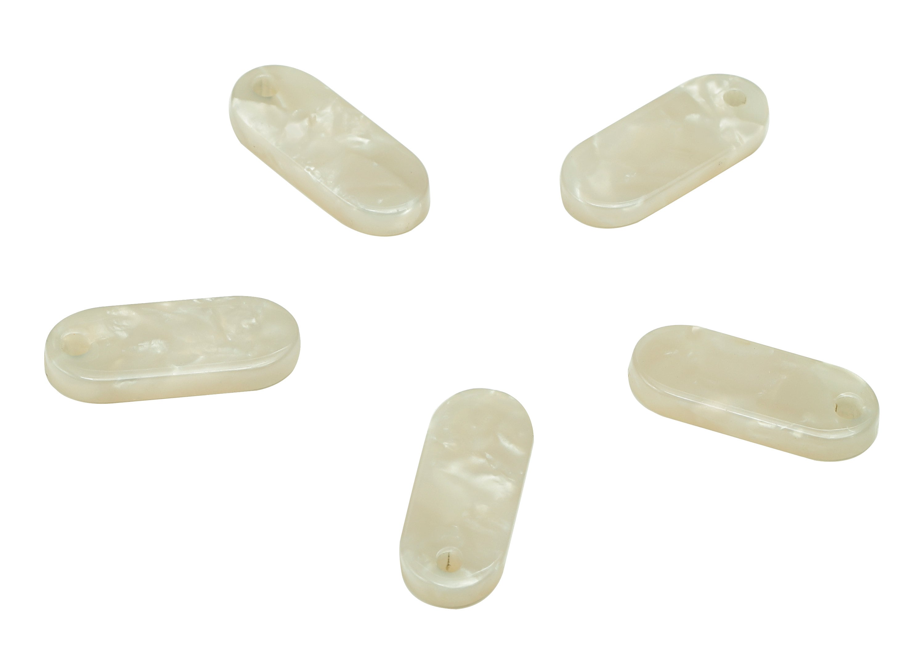 Acetate Oval Rectangle Earring Charm - Ivory Oval Pendant With Hole - Earring Findings - Color Code: A12 - 18.5x7.5x2.6mm - AC1578-A12 - DOMEDBAZAAR