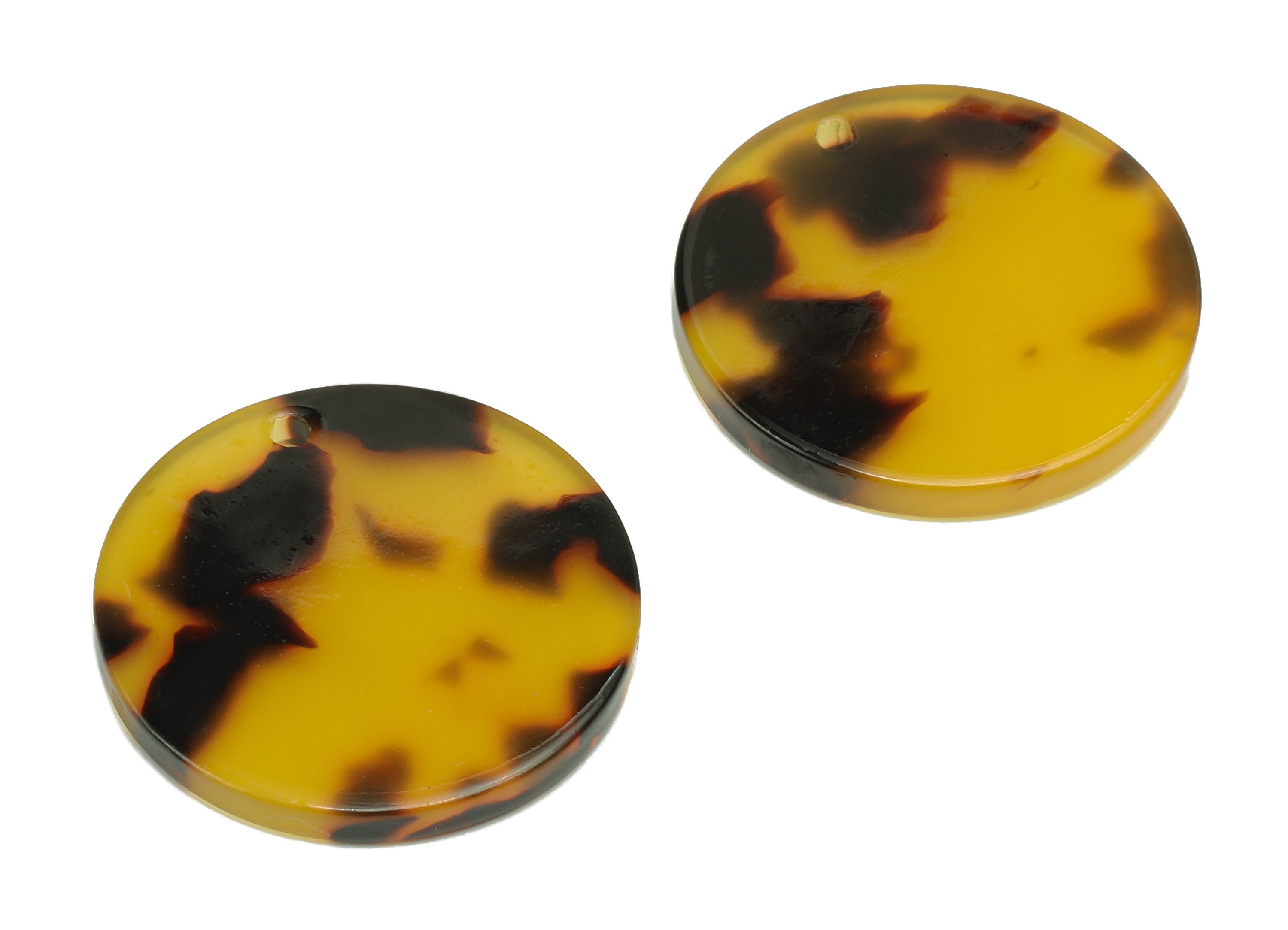 Acetate Coin Earring Charm - Round Tortoise Shell Earring - Circle Pendant With Hole - Color Code: A02 - 22.9x22.7x2.5mm - AC1585-A02 - DOMEDBAZAAR