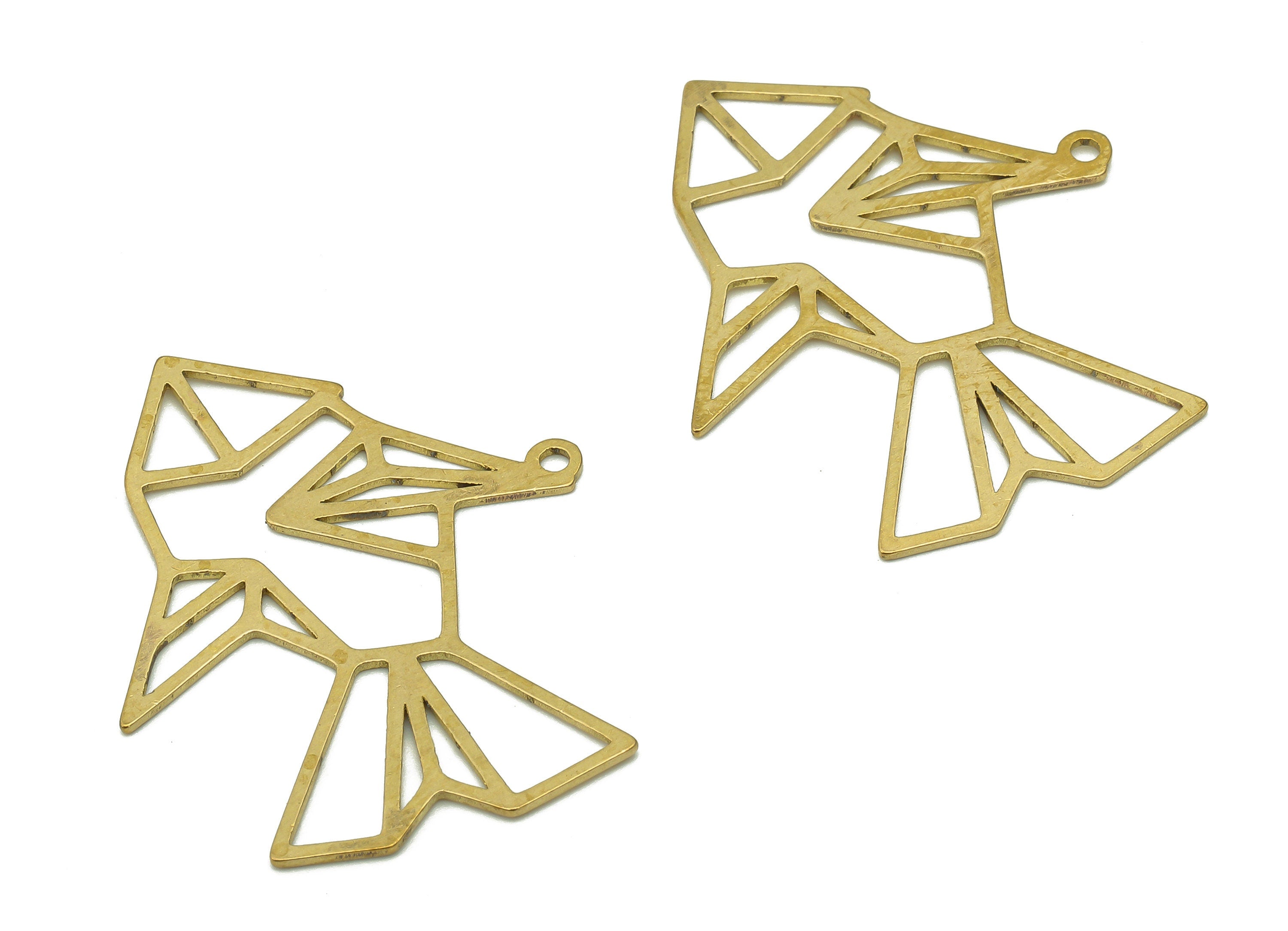 Brass Fish Earring Charm - Raw Brass Geometry Earring - Fish Hollow Pendant With Loop - Animal Charm For Necklace - 33.5x28.1x0.7mm -PPA6490 - DOMEDBAZAAR